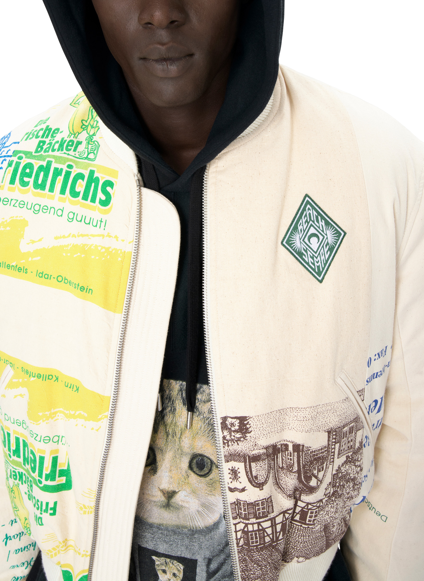 Veste bomber fabriqué en tote bags upcyclé unisexe MARINE SERRE Blanc
