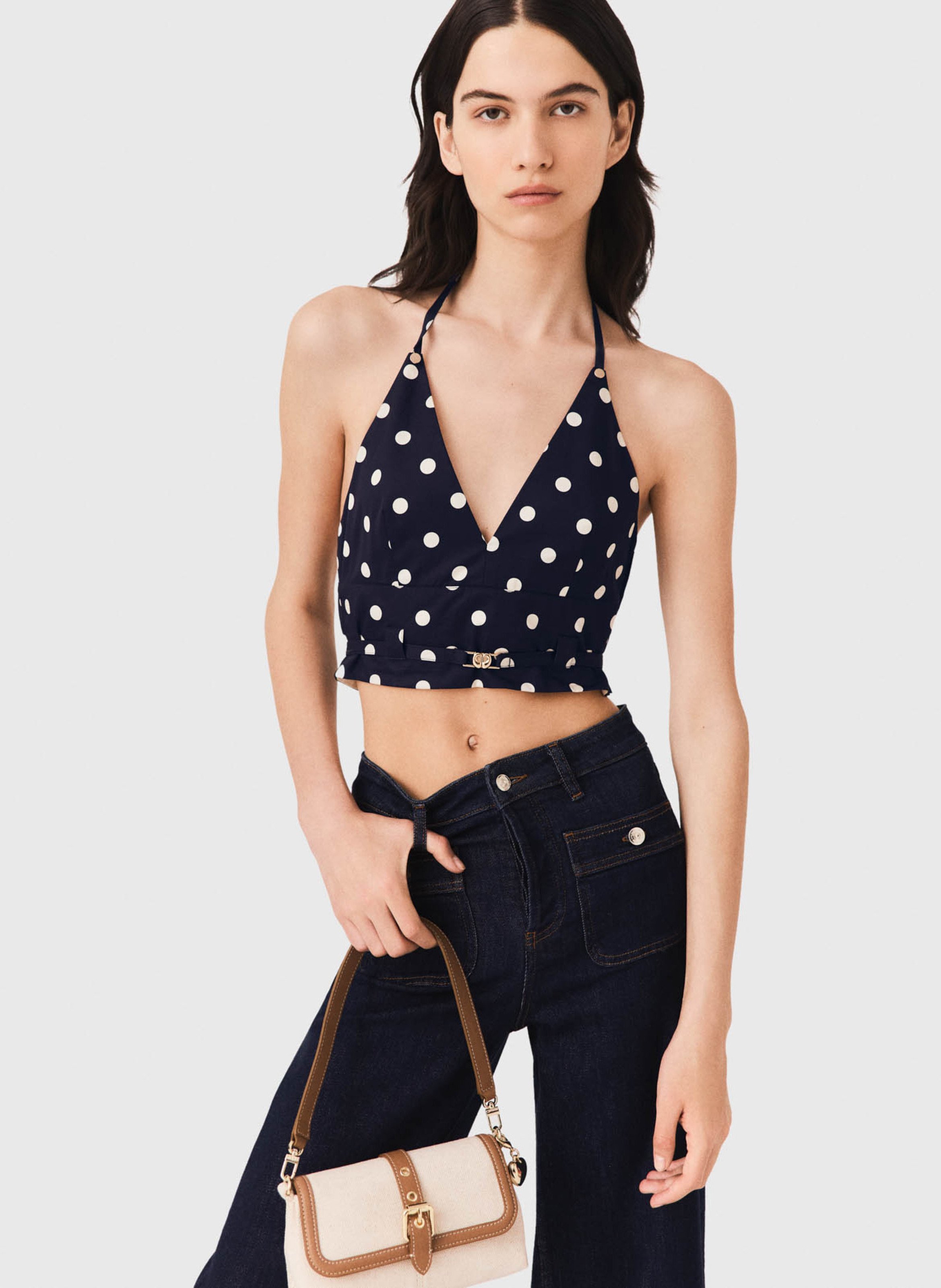 Top court en coton MAJE Bleu