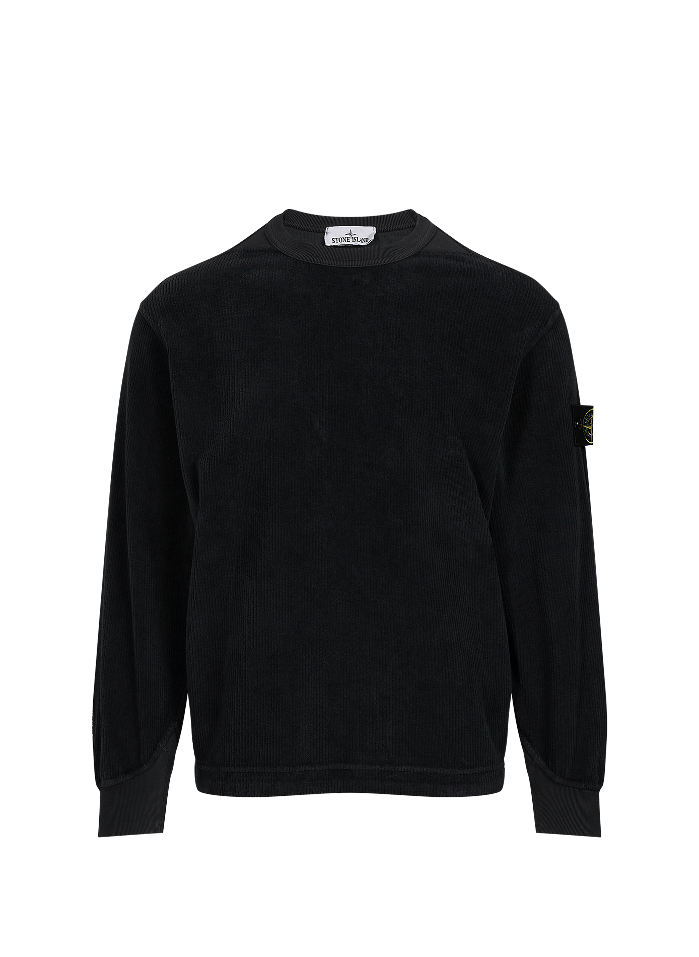 Round neck sweatshirt in velvet STONE ISLAND Grey