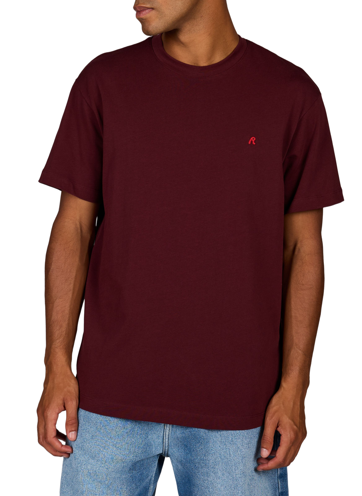 Effen T-shirt met geborduurd logo van katoen. REPLAY Rood