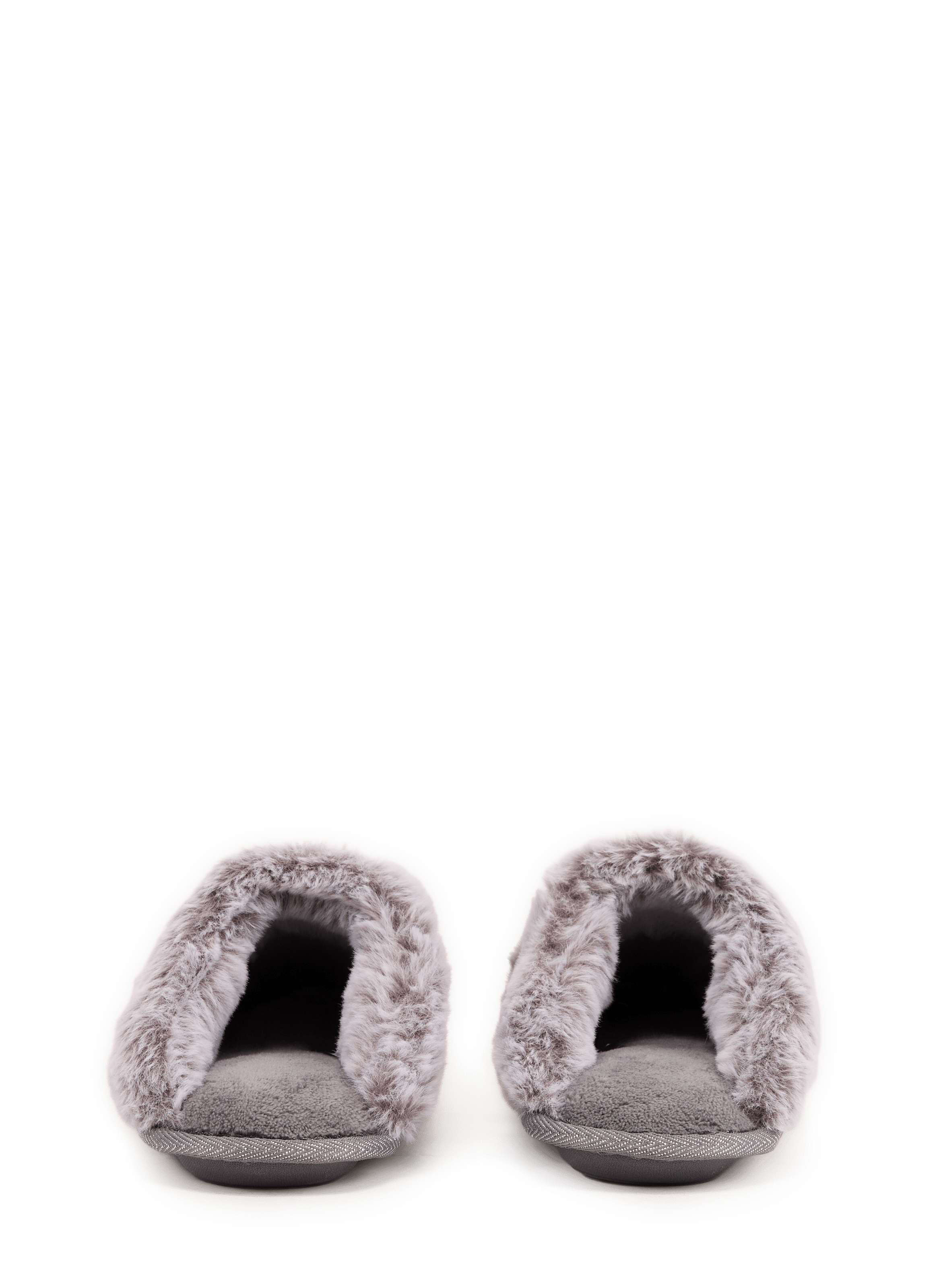 Flat faux fur slippers ISOTONER Grey