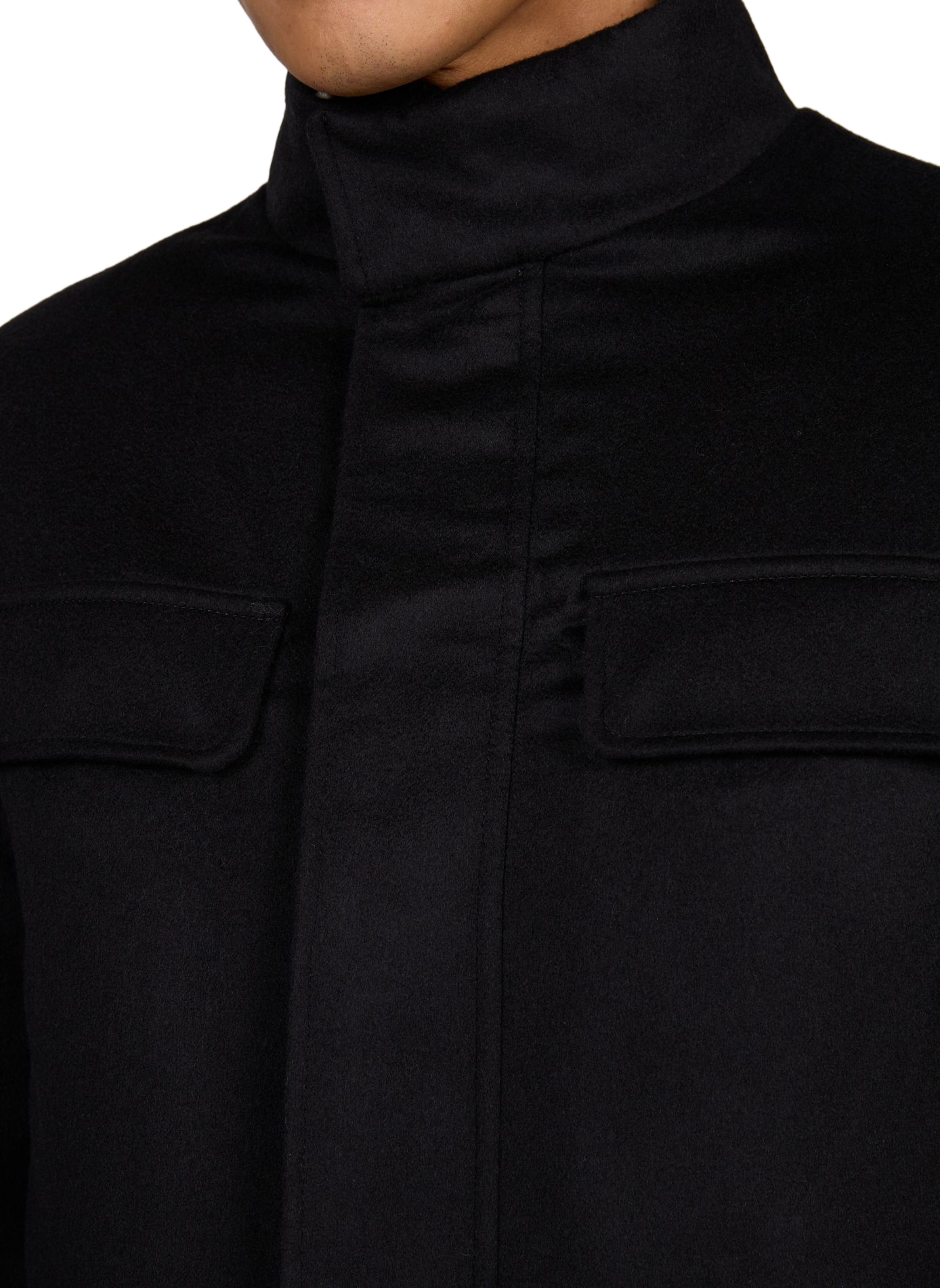 Straight wool and cashmere jacket AURELIEN Blue