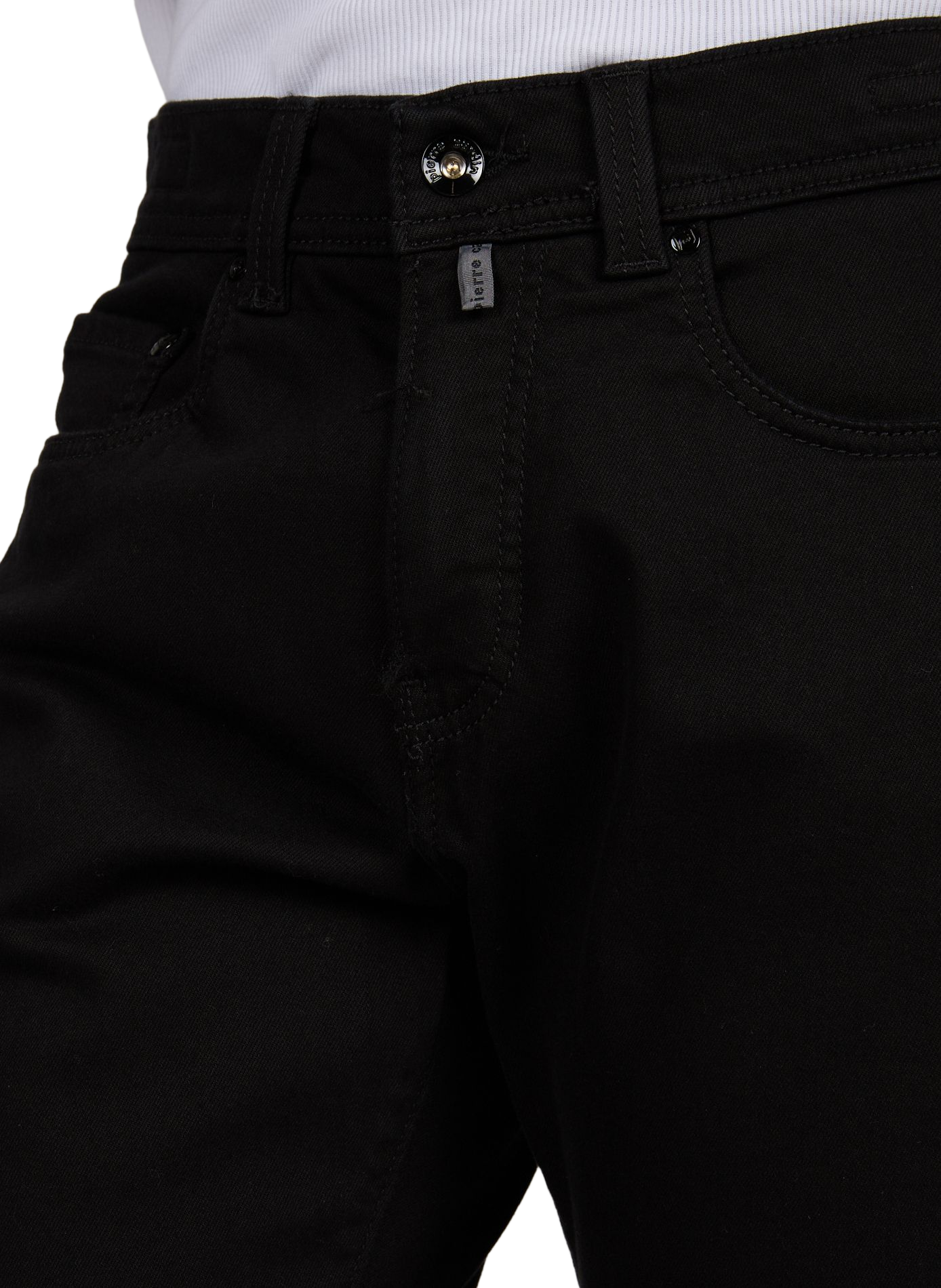 Eng anliegende Baumwoll-Leinen-Hose PIERRE CARDIN Schwarz