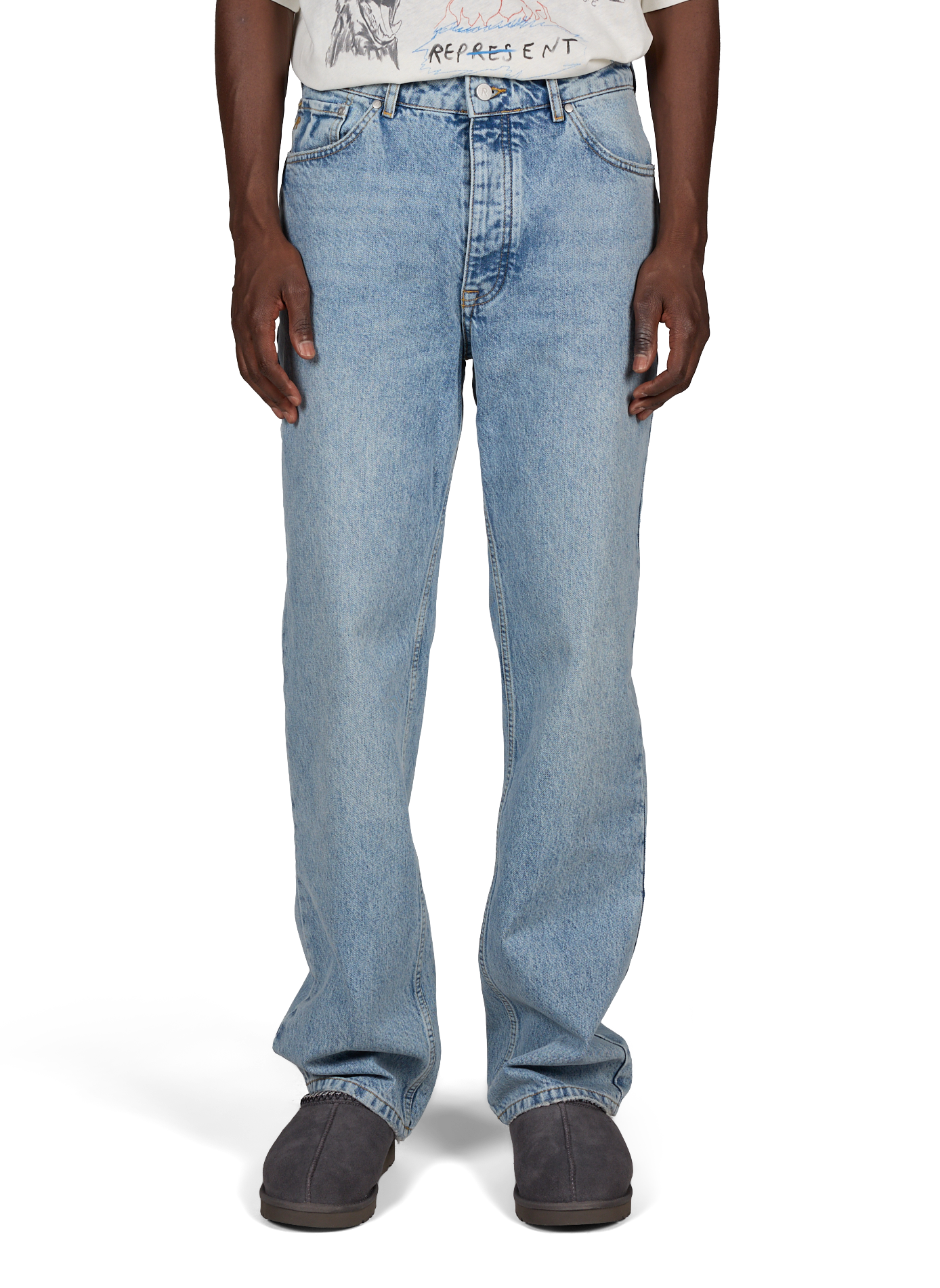 Gerade geschnittene blaue Jeans aus Baumwolle REPRESENT Blau