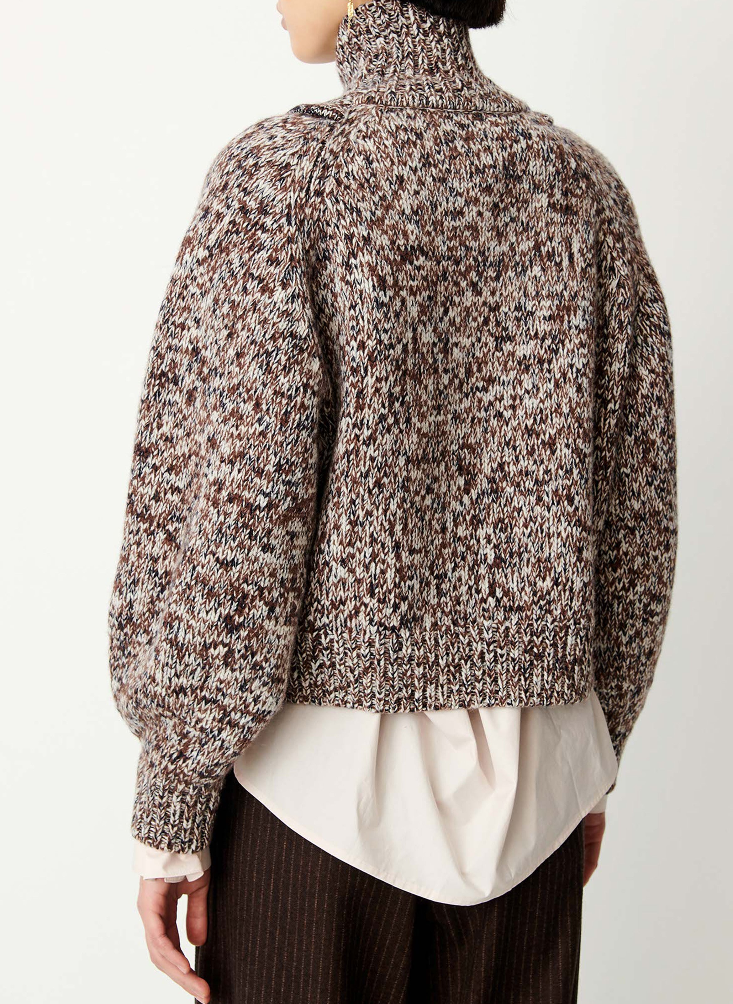 Pull ample col montant en laine mannrey SESSUN Marron