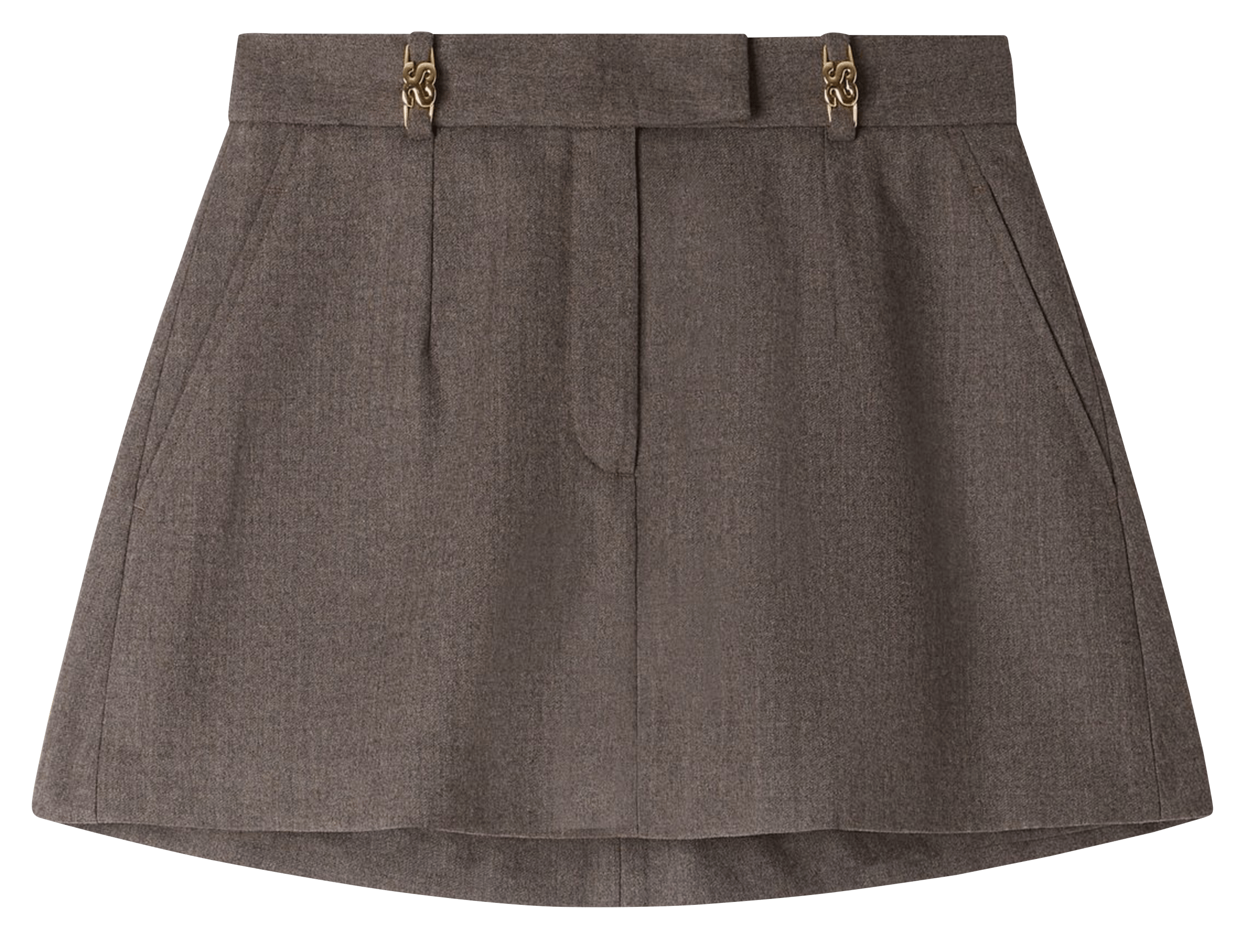 Jupe-short droite en laine SANDRO Beige