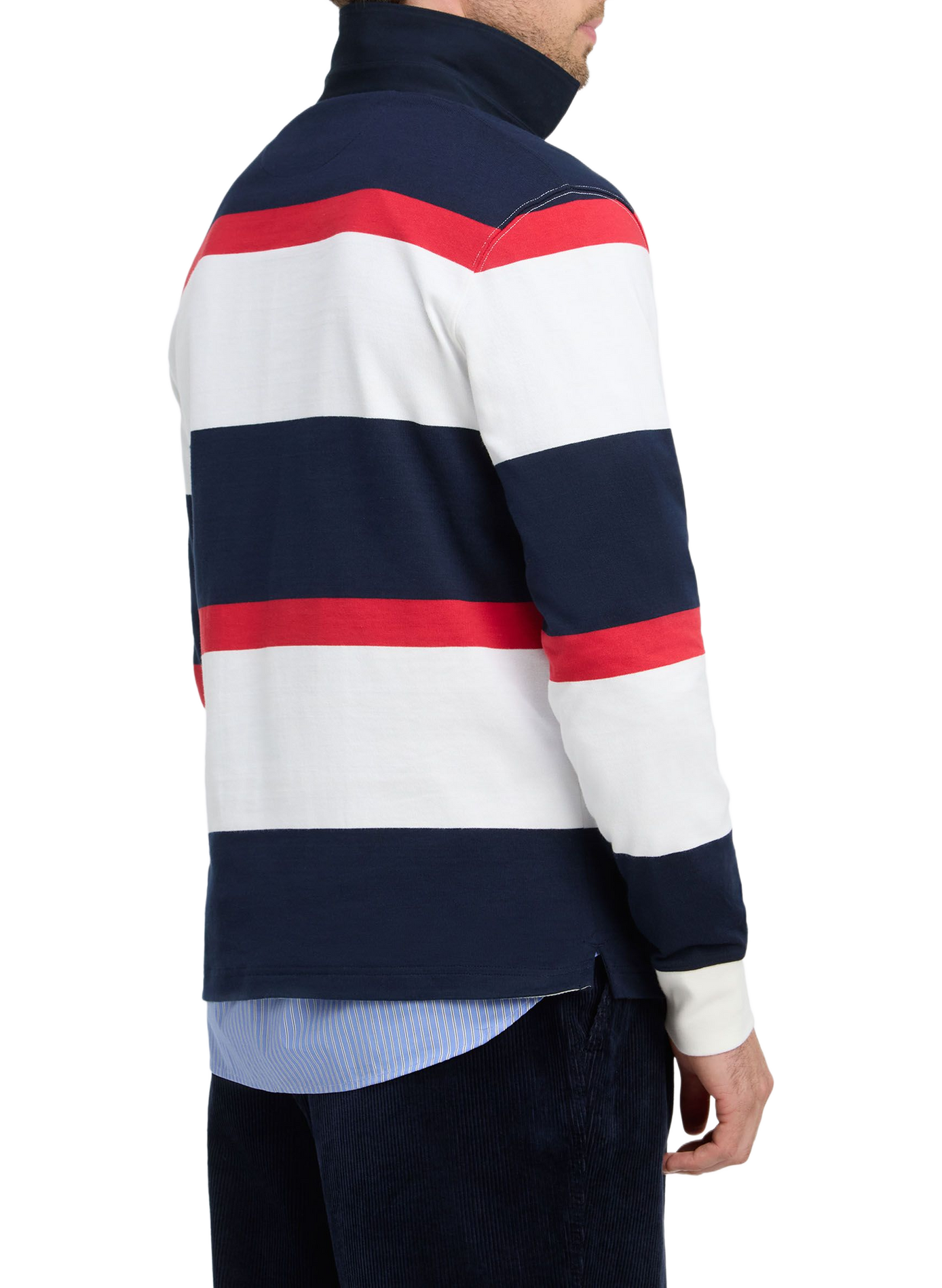 Gerader gestreifter Baumwoll-Poloshirt EDEN PARK Blau
