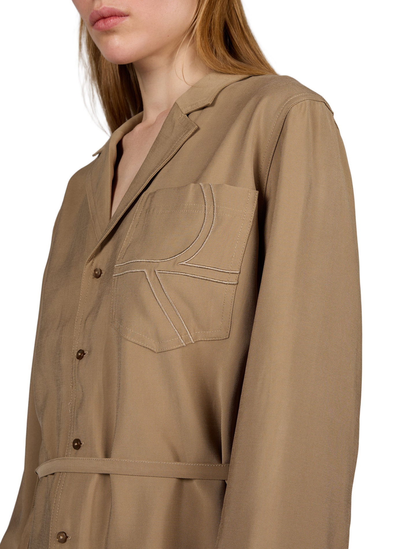 Weit geschnittene Hemdbluse mit Reverskragen ROUGE EDIT Beige