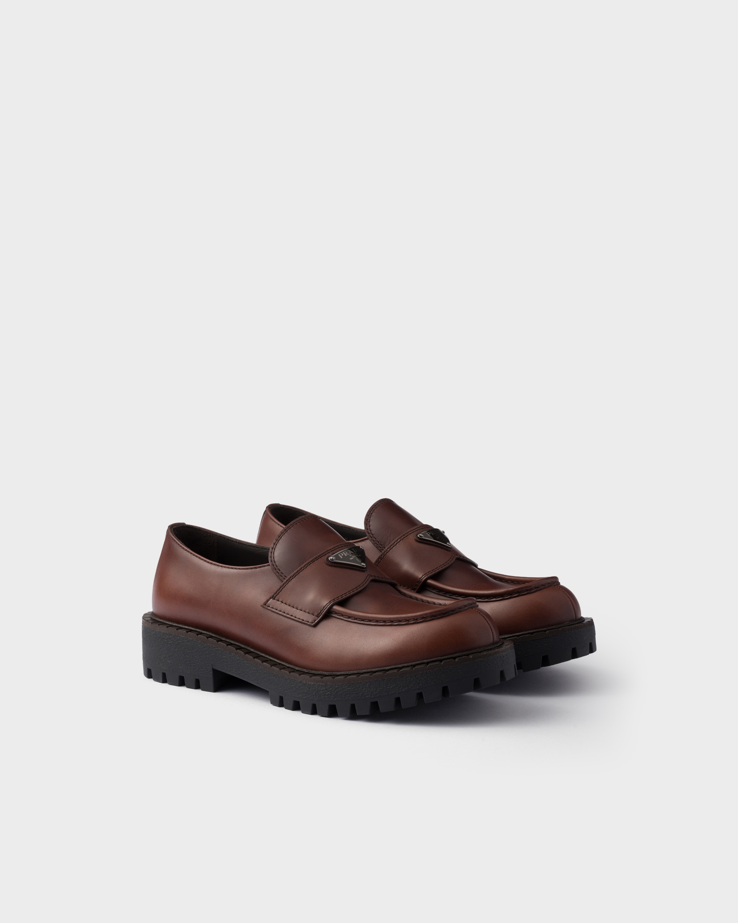 Mocassins en cuir PRADA Marron