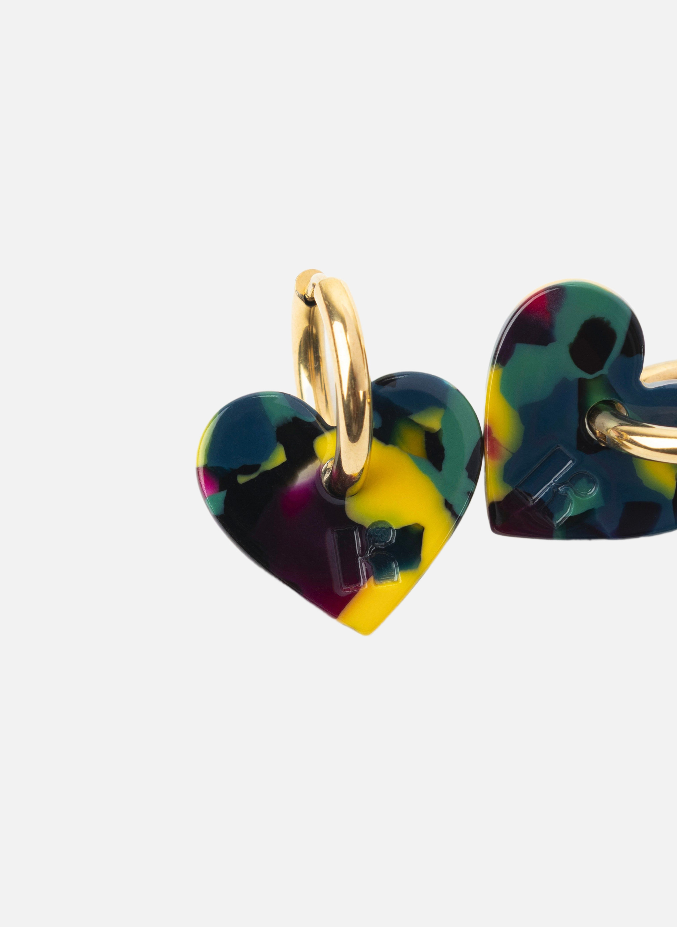 Boucles d'oreilles lova lova avec anneaux en acier inoxydable doré | Multicolore KURAGE GINZA Montres et Bijoux