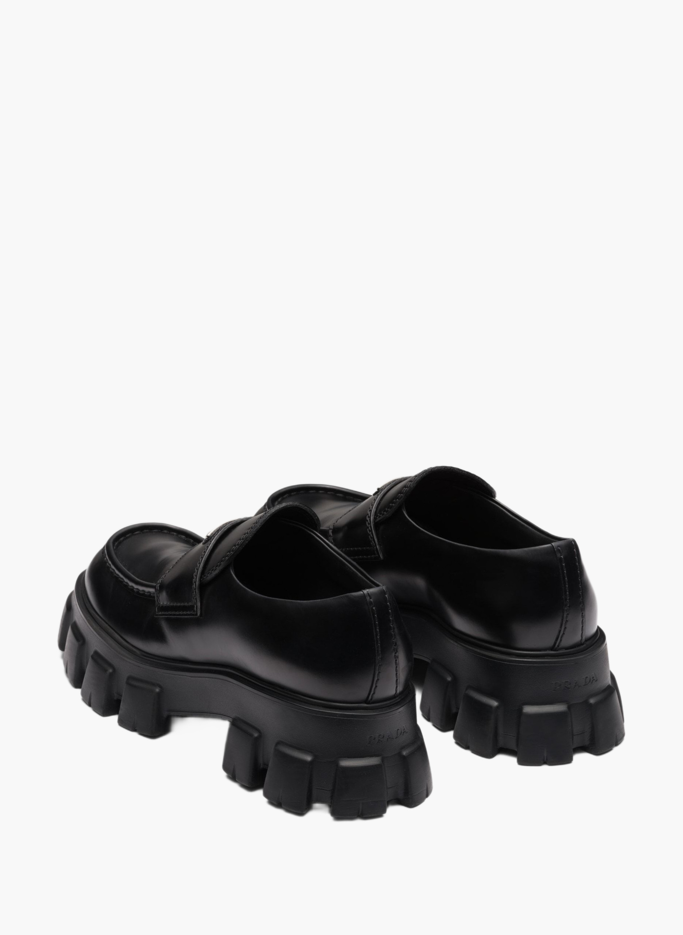 Mocassins monolith en cuir brossé PRADA Noir