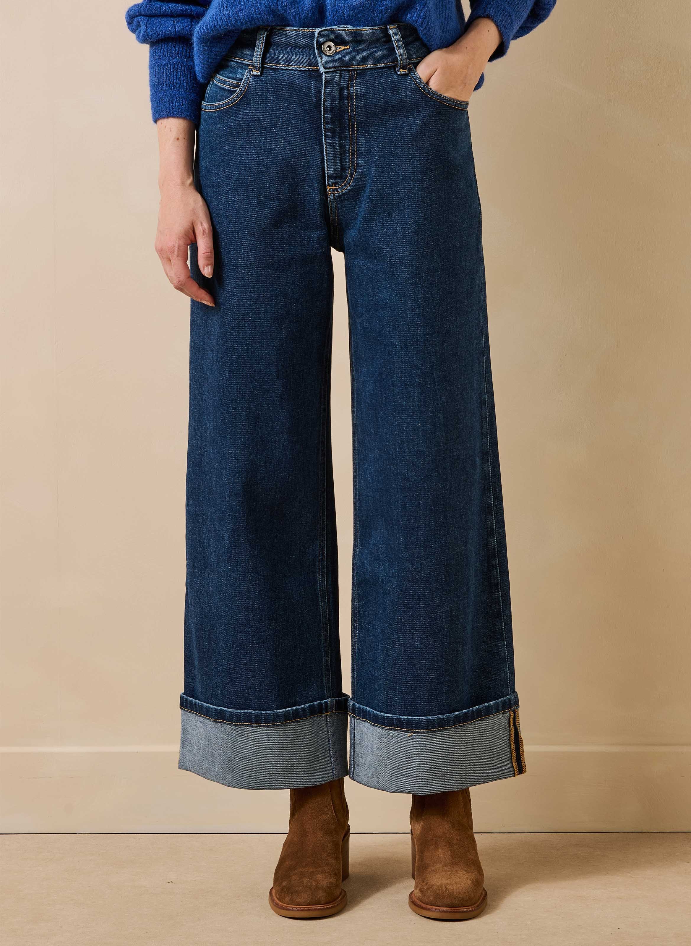 Wijde jeans van een mix met biologisch katoen LA FEE MARABOUTEE Blauw