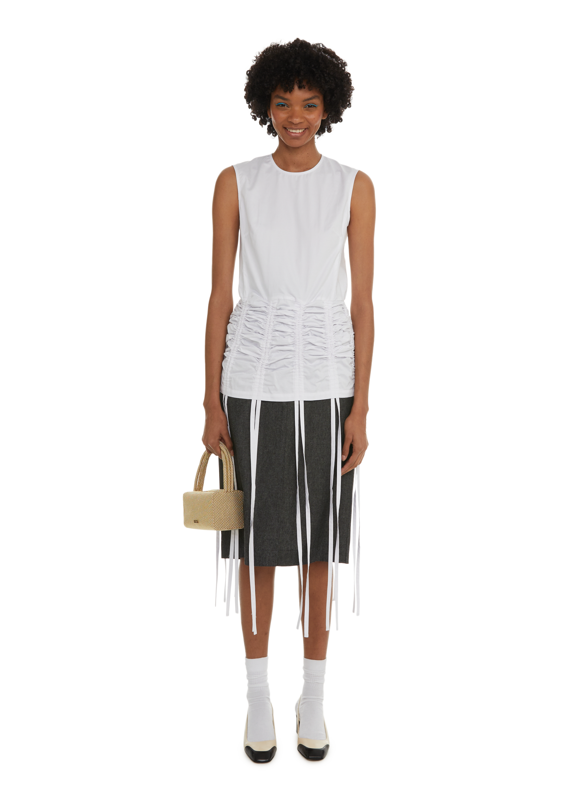 Top plissé en coton  EUDON CHOI Blanc