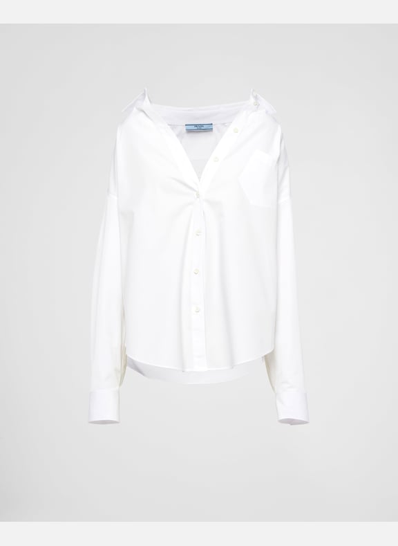 Chemise en popeline brodée Blanc by PRADA PRADA Chemise en popeline brodée Blanc