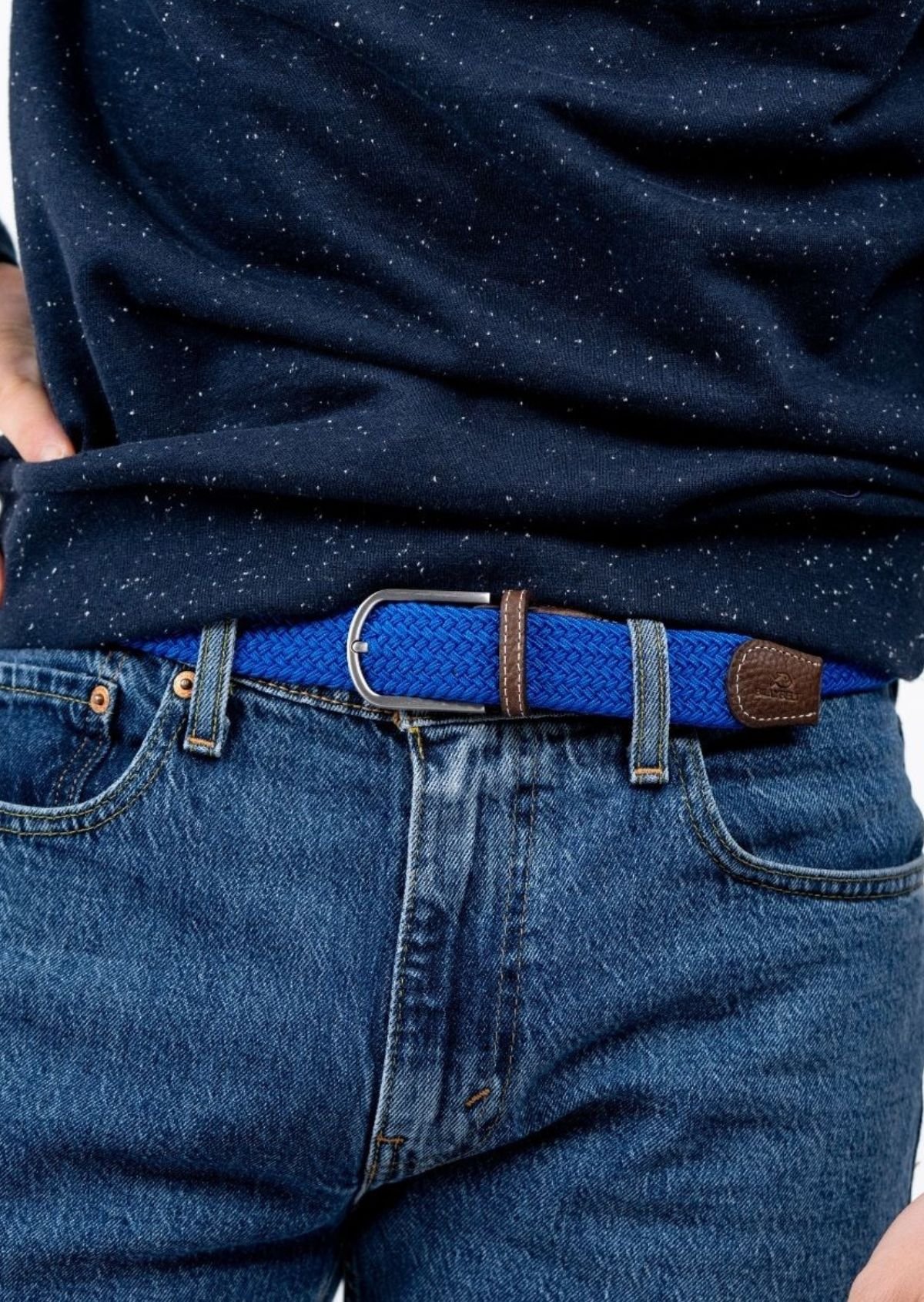 Ceinture tressée élastique unie BILLYBELT Bleu