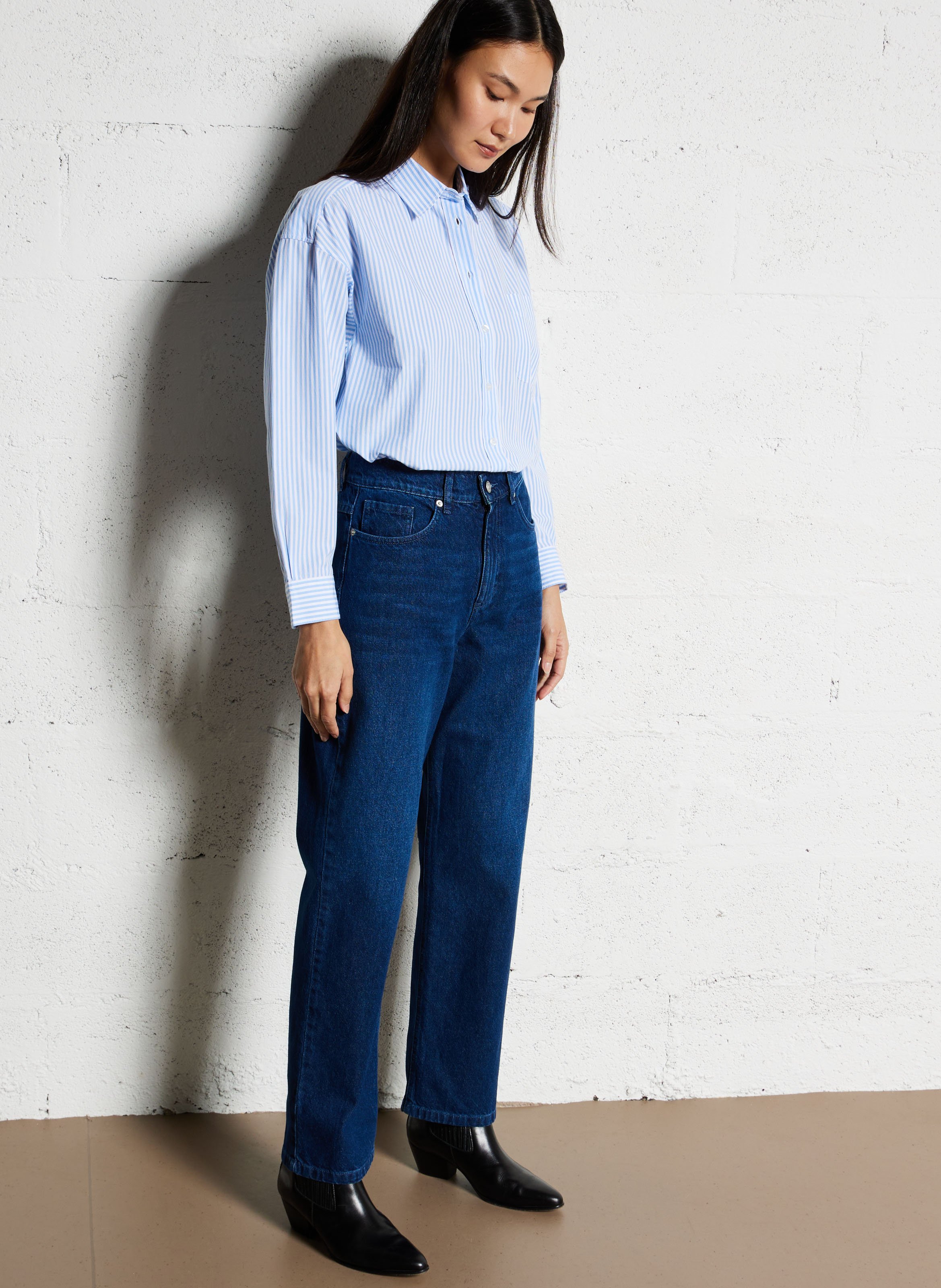 Jean boyfriend cropped charlotte IKKS Bleu