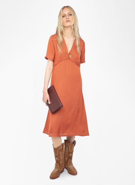 Robe midi col v satinée rhodral Marron by ZADIG&VOLTAIRE ZADIG&VOLTAIRE Robe midi col v satinée rhodral Marron
