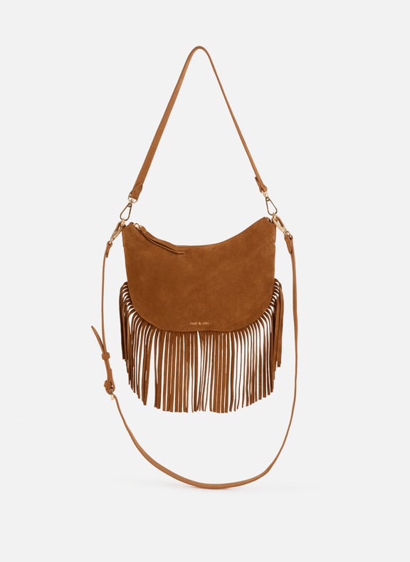 Moon Fringe Leather Crossbody Bag Brown by NAT & NIN NAT & NIN Moon Fringe Leather Crossbody Bag Brown