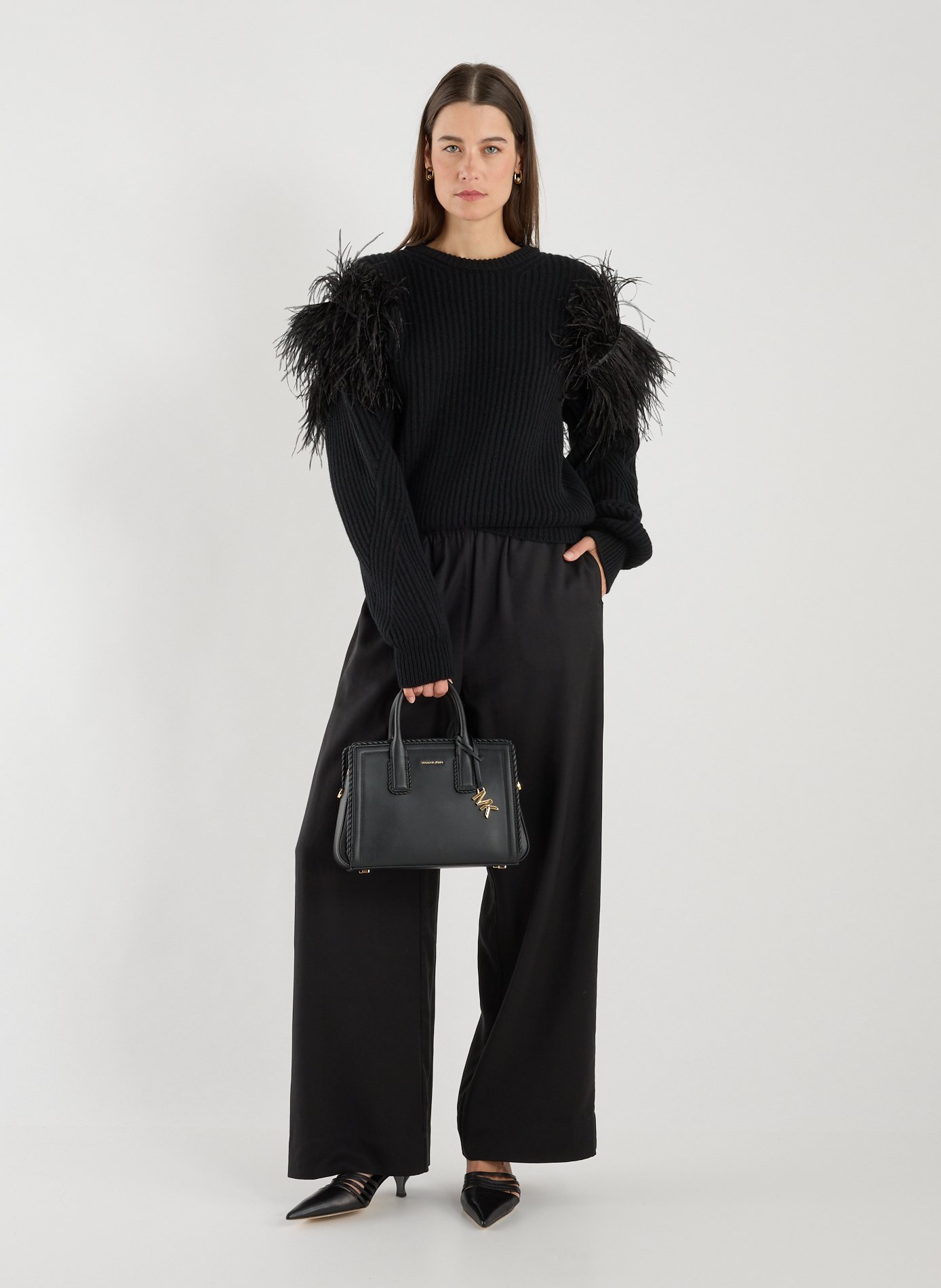 Pull en laine à plumes BLUMARINE Noir