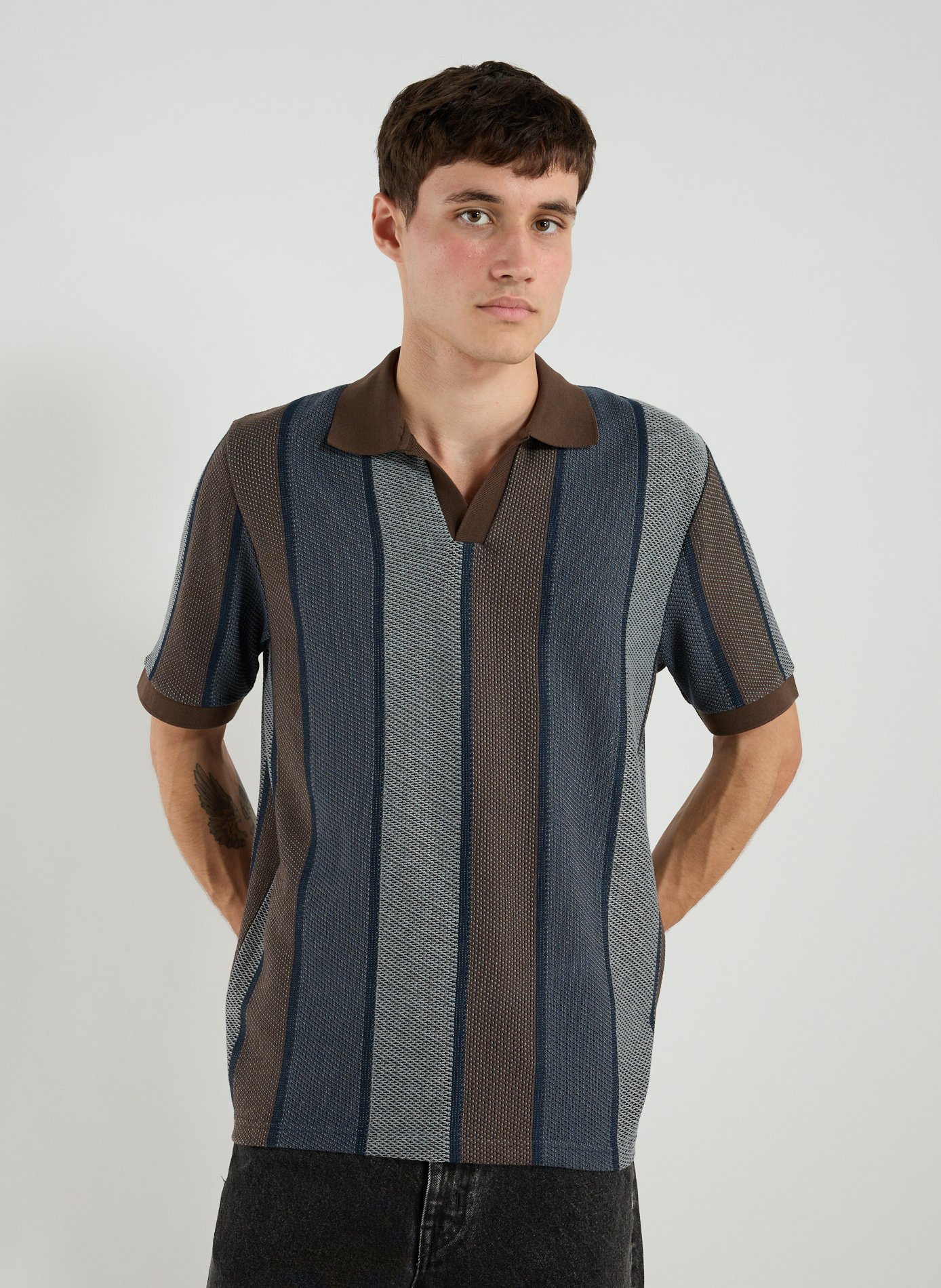 SAMSOE SAMSOE Striped polo shirt Blue