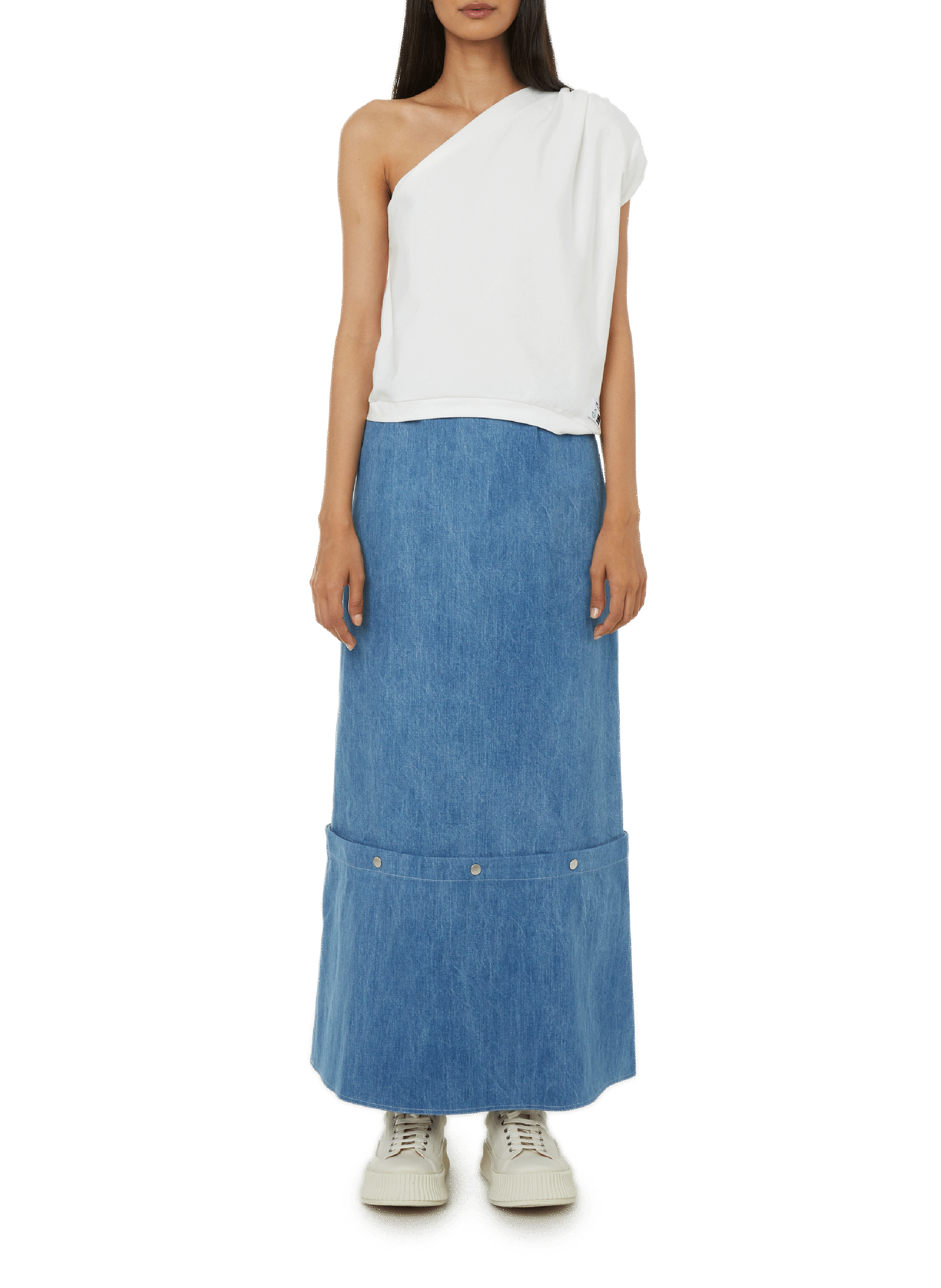 Asymmetric cotton top MOSSI White