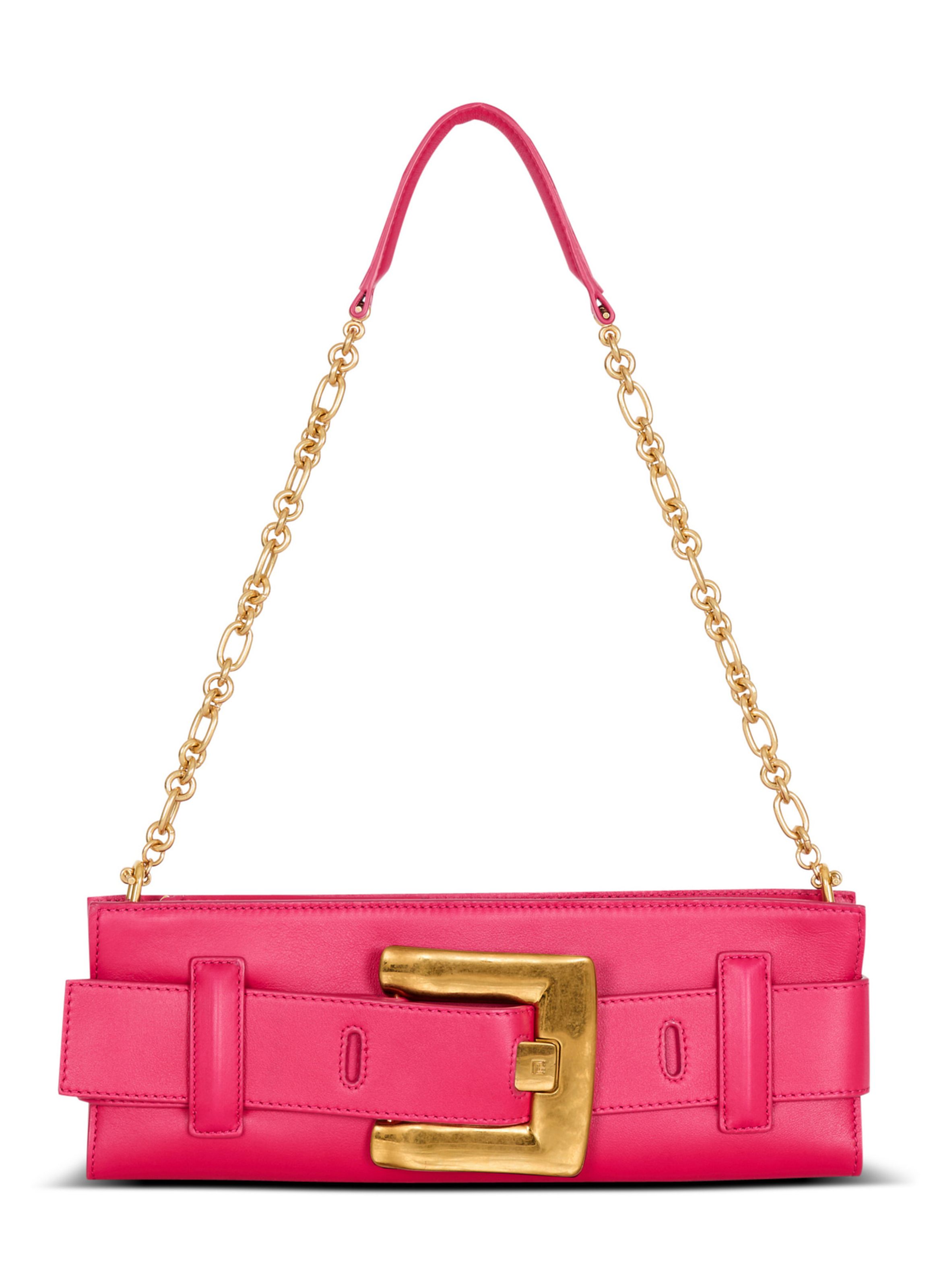 Pochette anthem en cuir de veau BALMAIN Rose