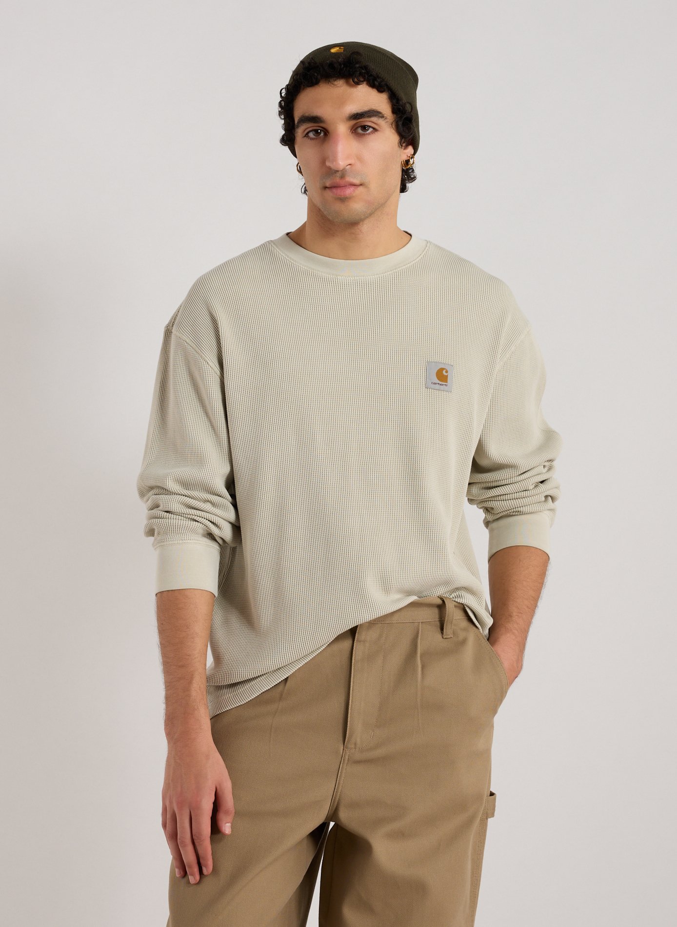 CARHARTT WIP Oversized round neck cotton sweater Beige
