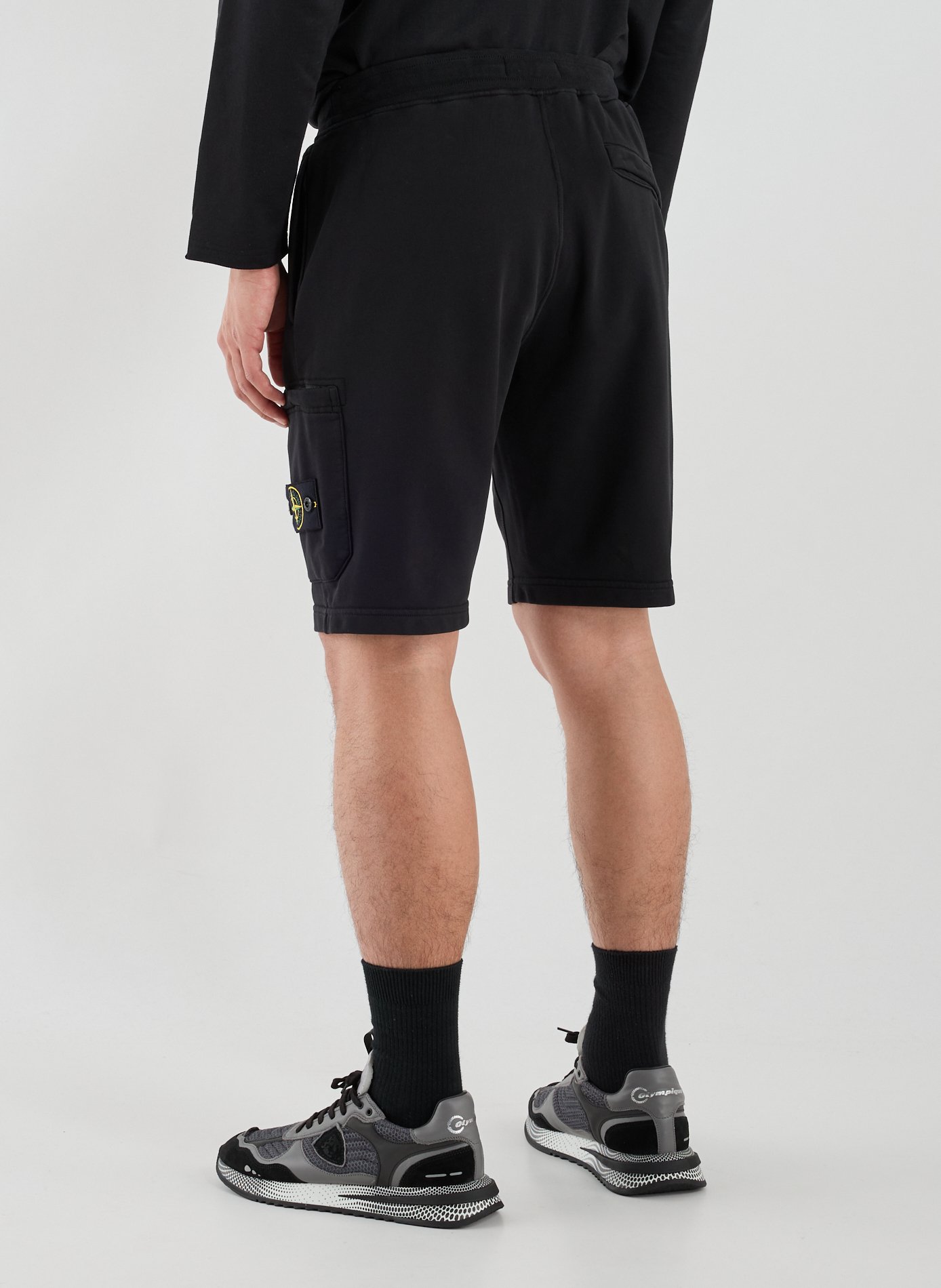 Plain cotton shorts STONE ISLAND Black