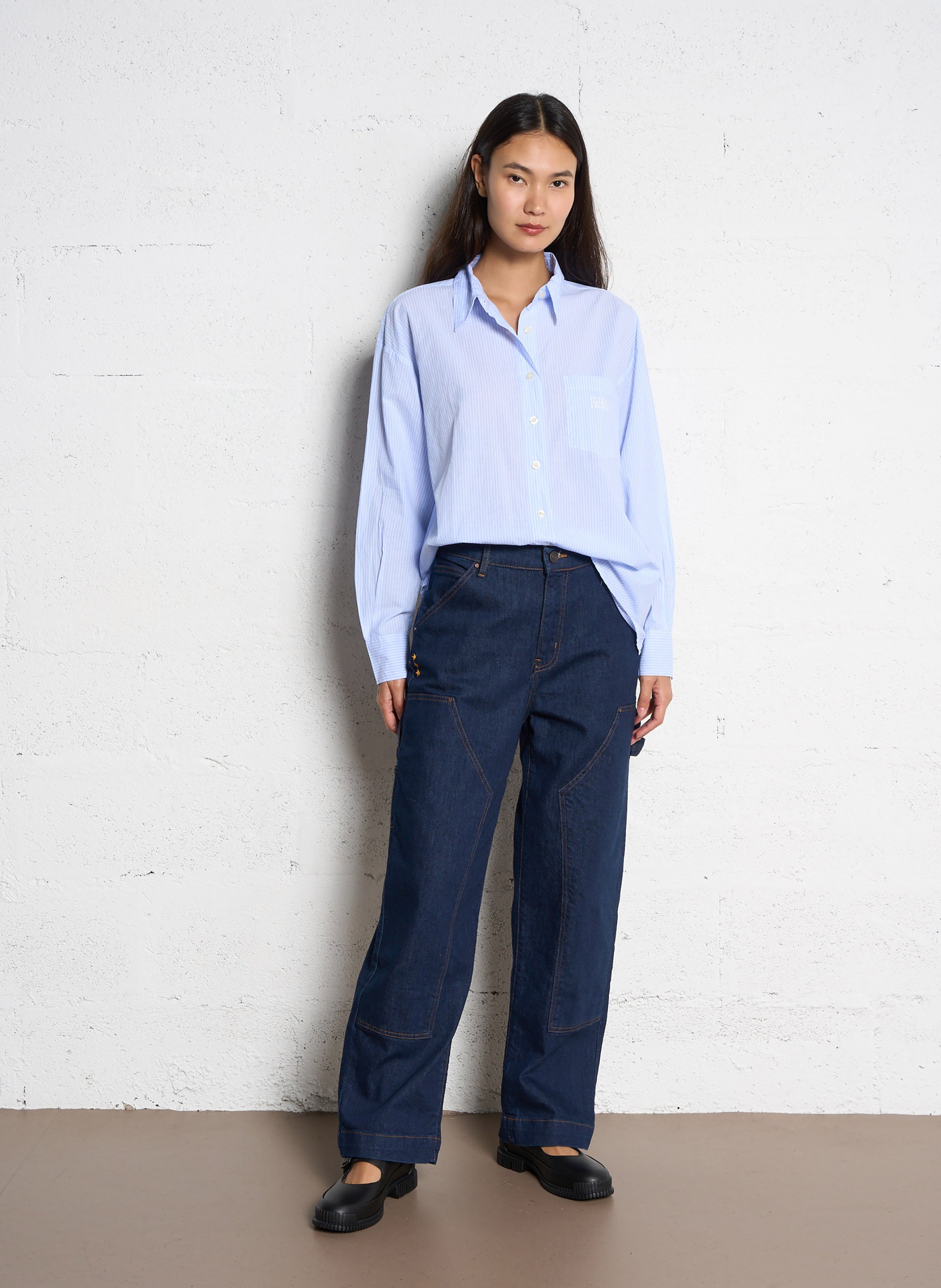 Chemise droite col classique en coton eluabird AMERICAN VINTAGE Bleu