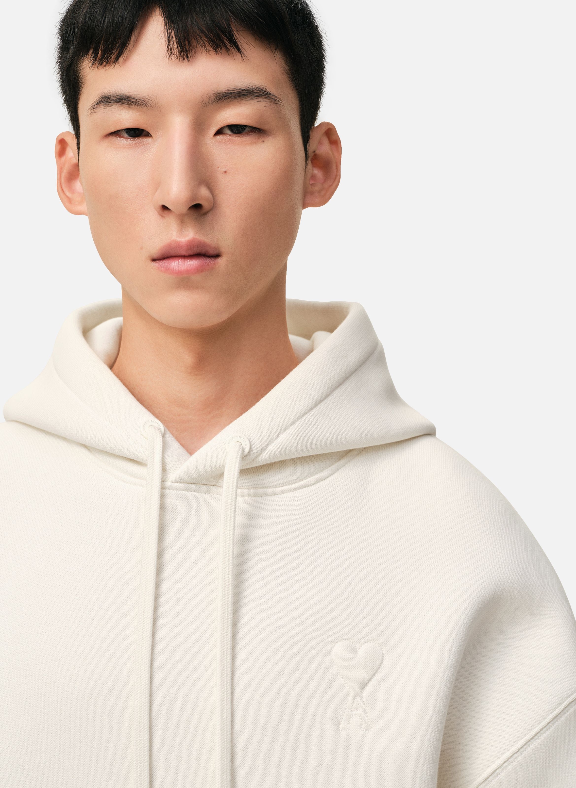 Hoodie ami de coeur embossé unisexe en coton AMI PARIS Blanc