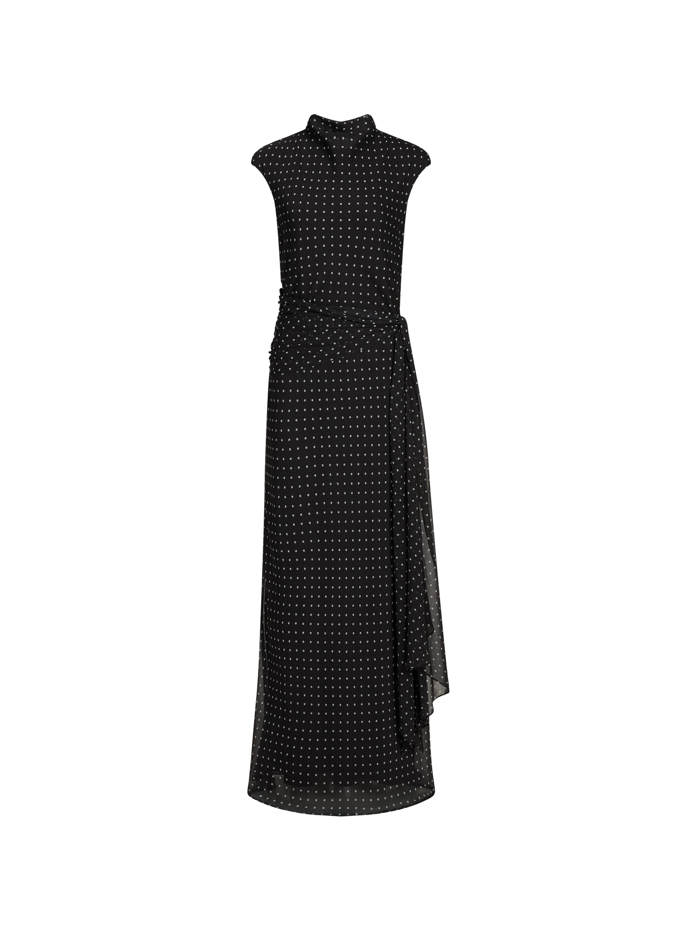 Sleeveless high-neck polka dot dress ROTATE Black