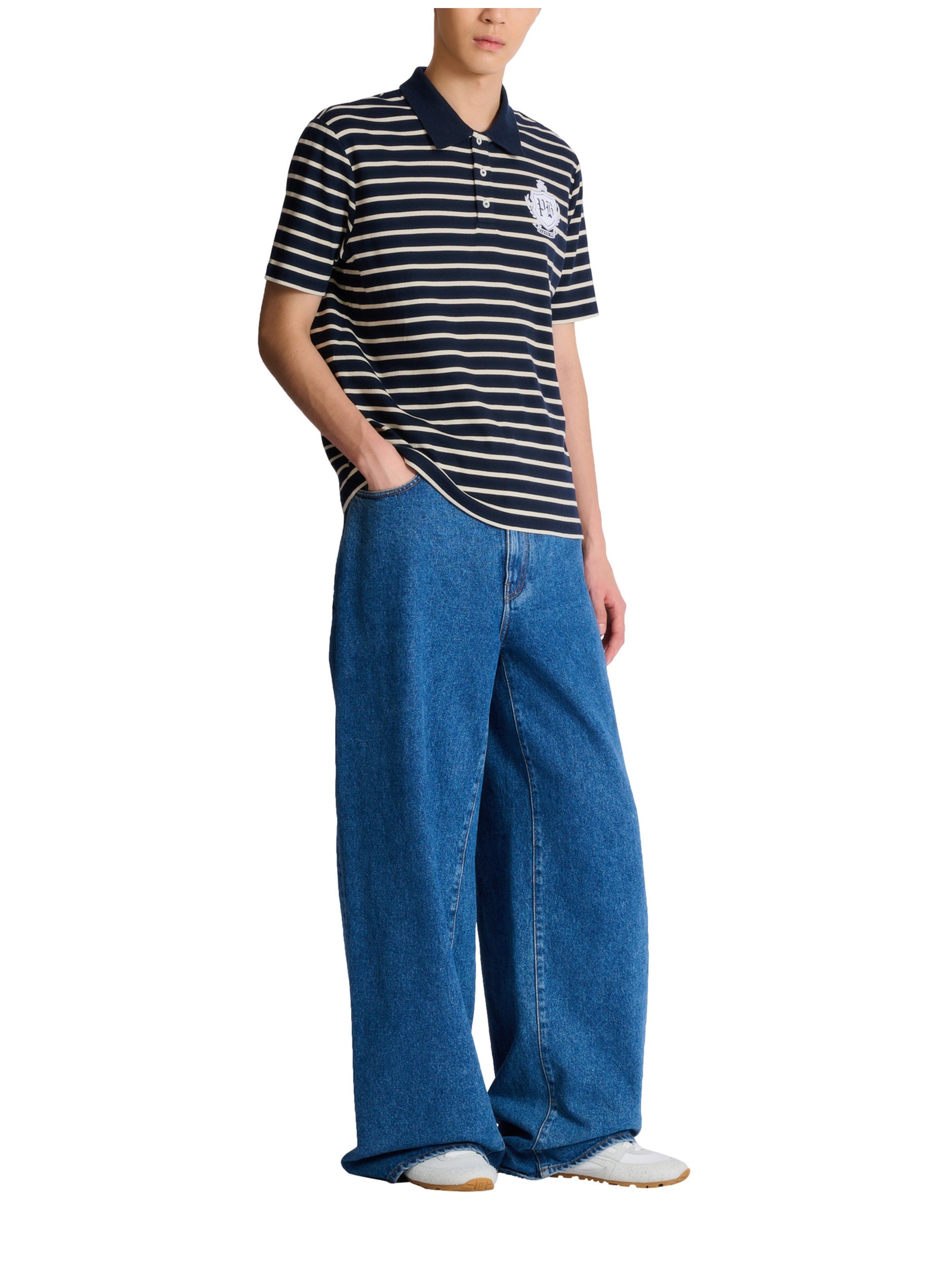 Polo marinière college emblem BALMAIN Bleu