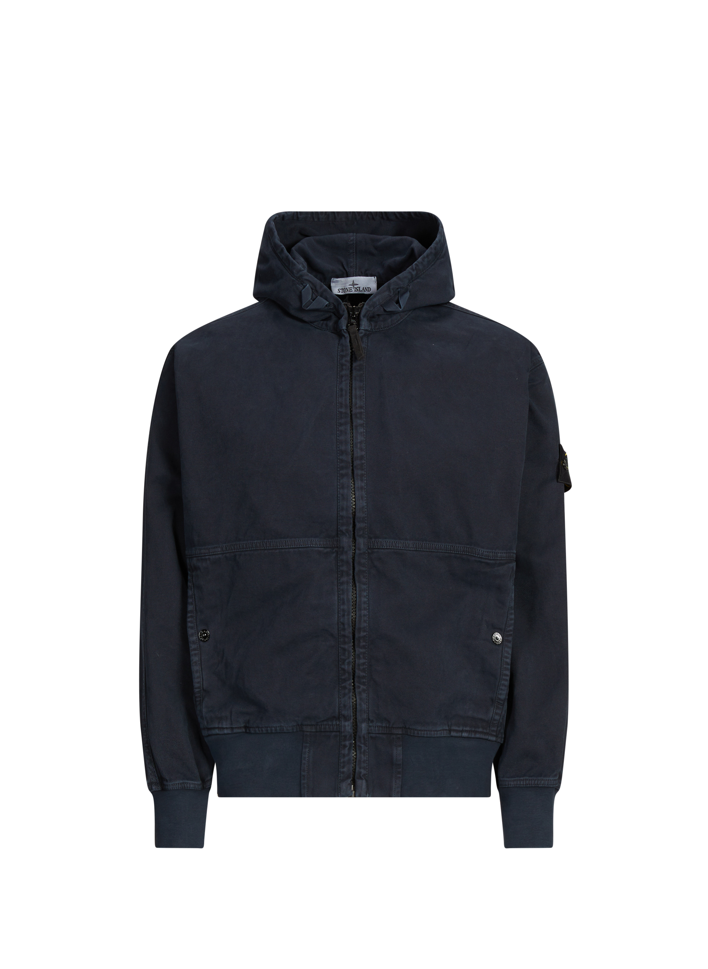 Straight zip-up cotton sweatshirt STONE ISLAND Blue