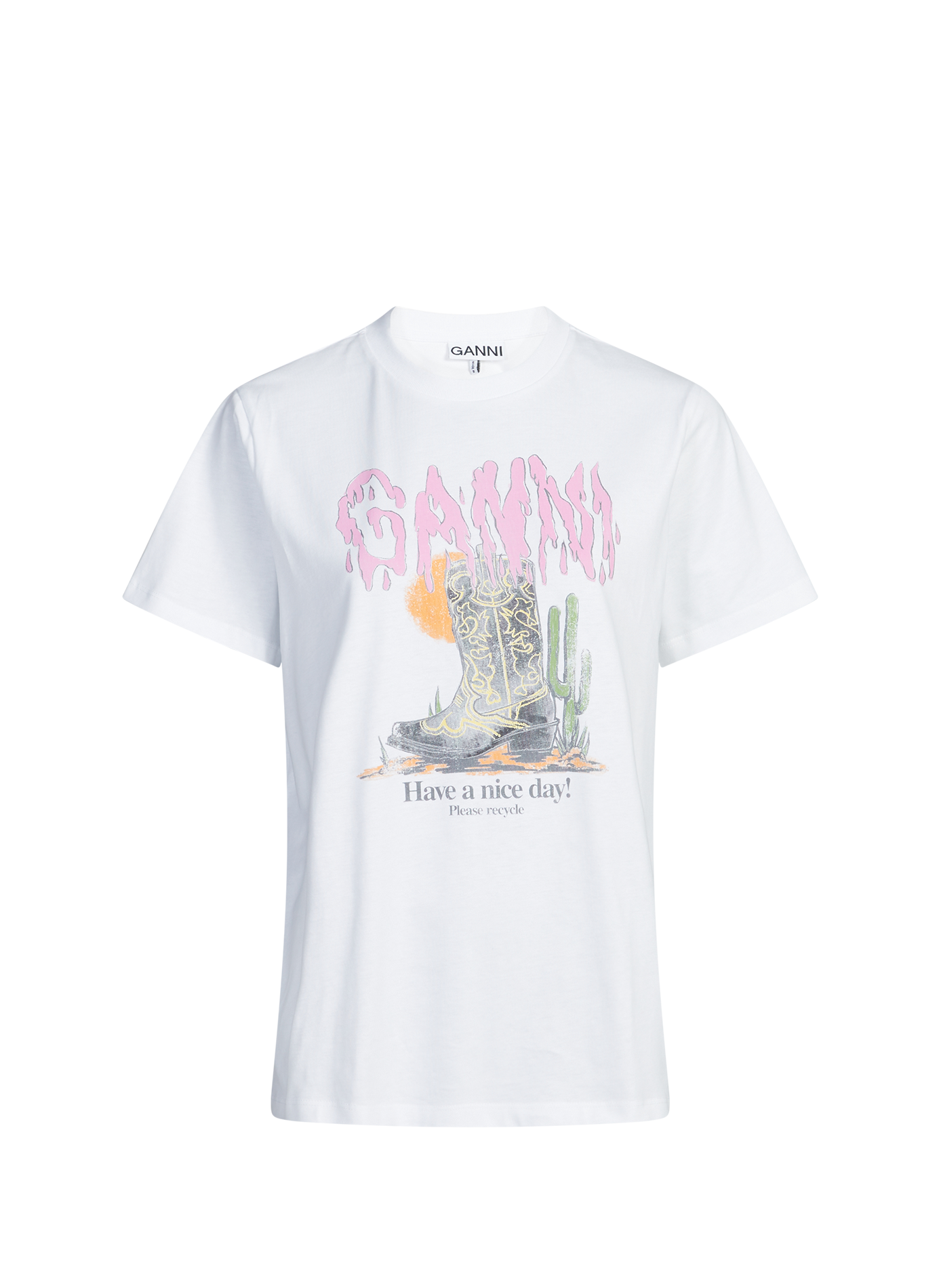 <p>T-shirt printed short sleeves in cotton</p> GANNI White