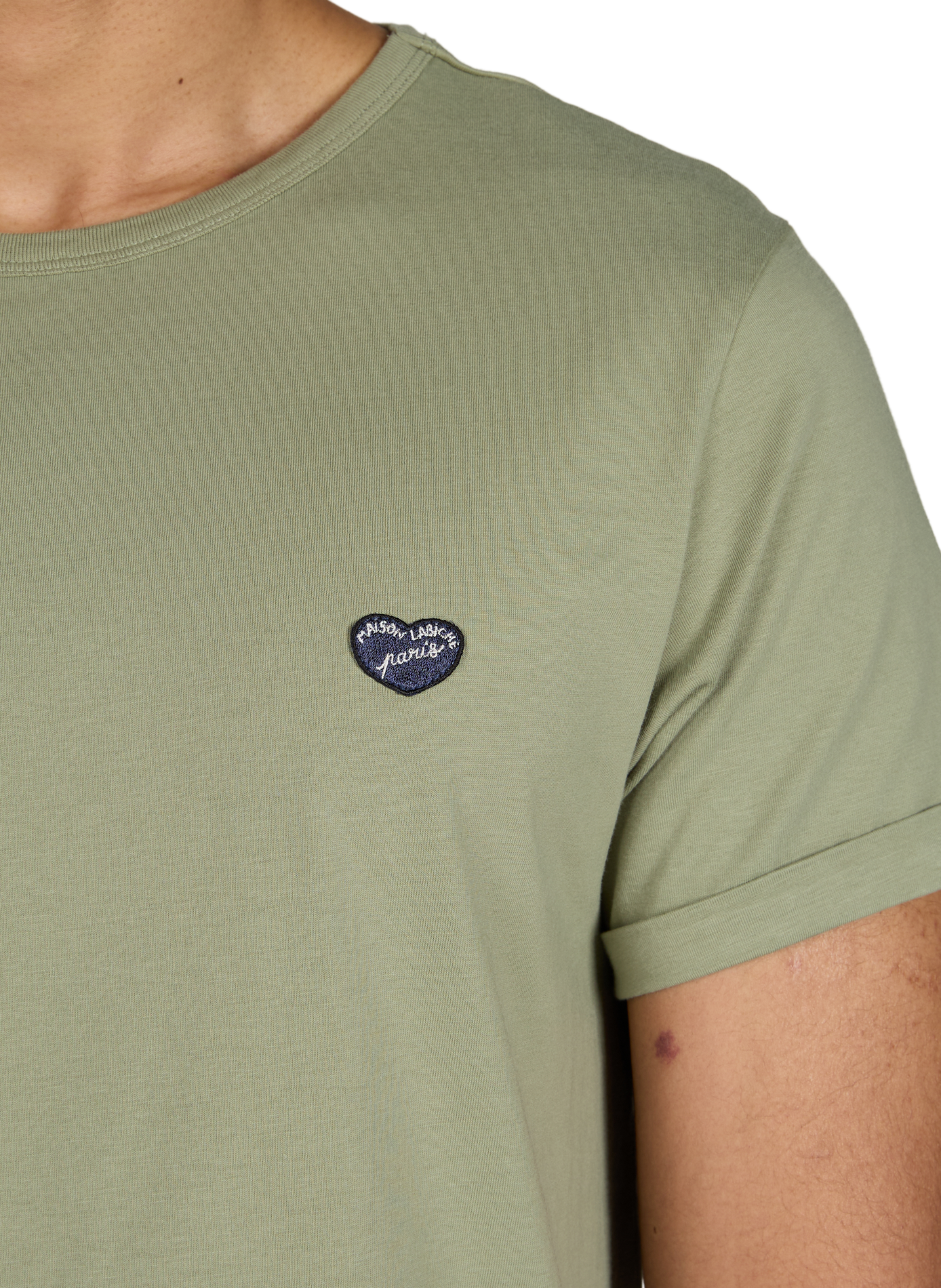 Poitou heart patch organic cotton T-shirt MAISON LABICHE Green