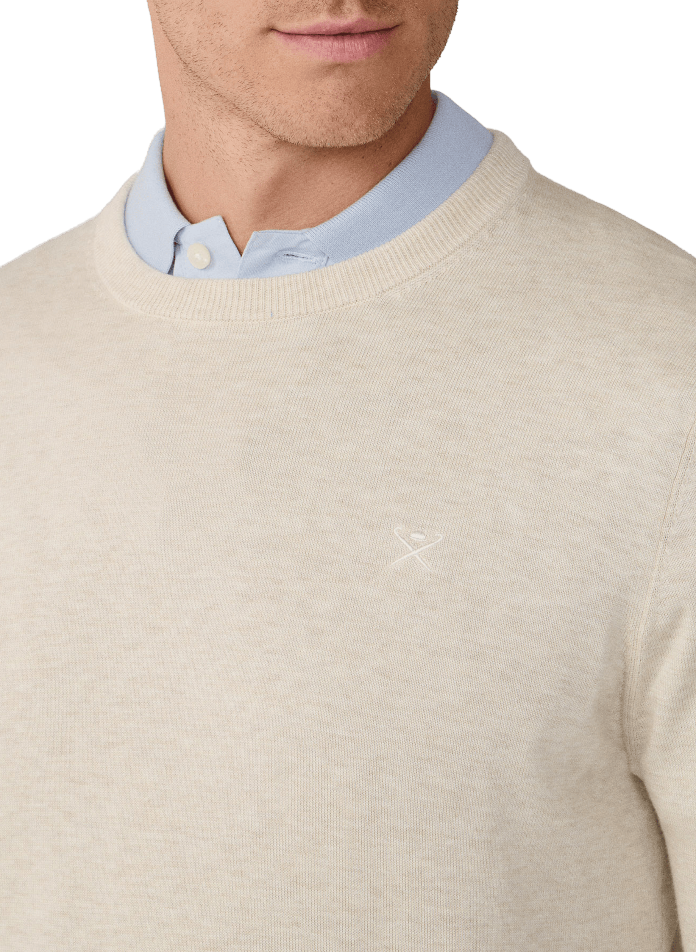 Round neck sweater in cotton and silk HACKETT Beige