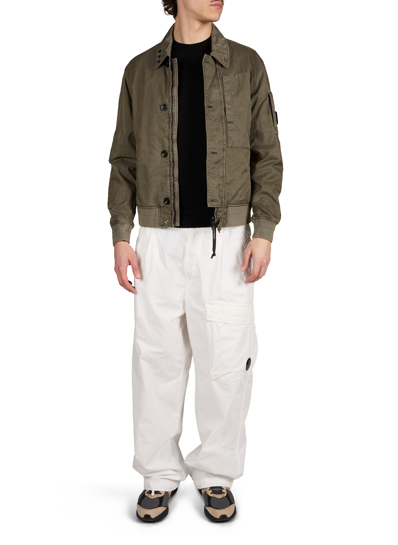 Zip-up jacket with buttoned collar CP COMPANY Grey