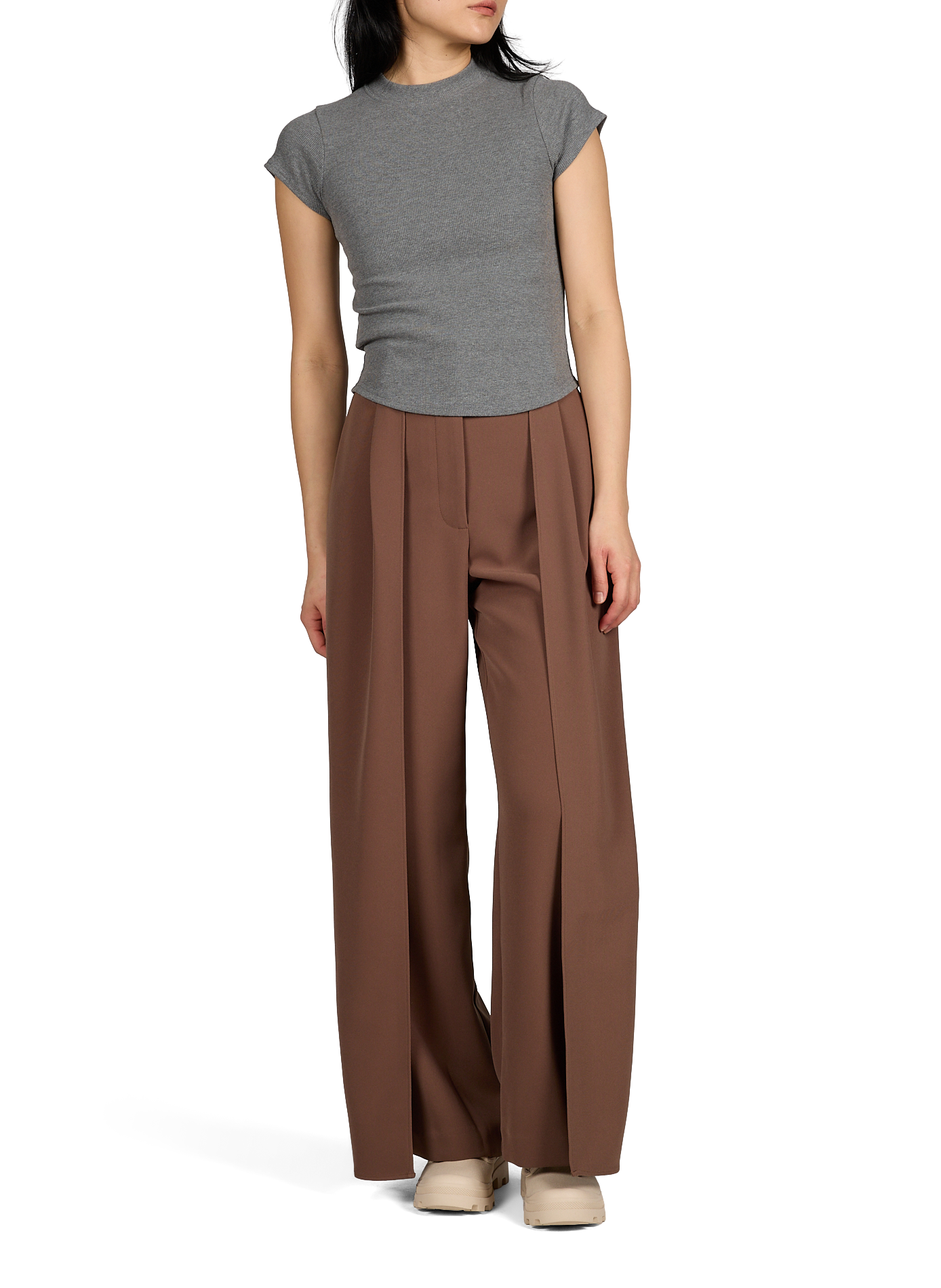 Wide pleated trousers TOPSHOP Beige