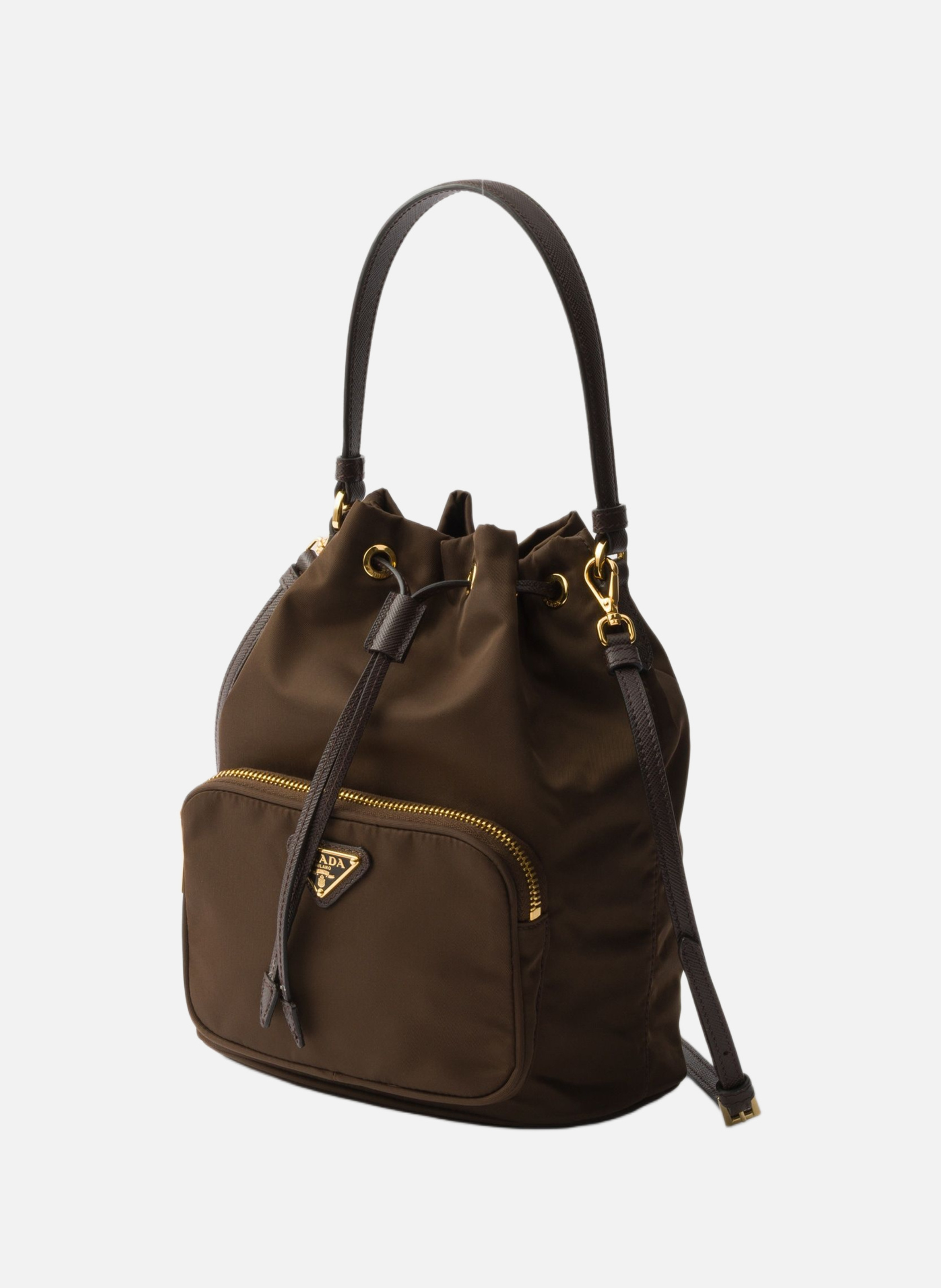 Sac seau prada duet en re-nylon PRADA Marron