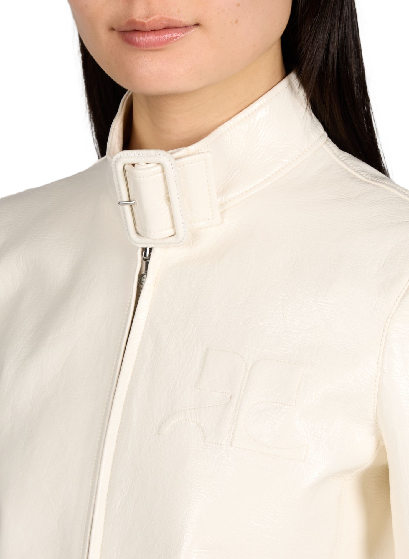 Shiny cotton blend jacket COURRÈGES White