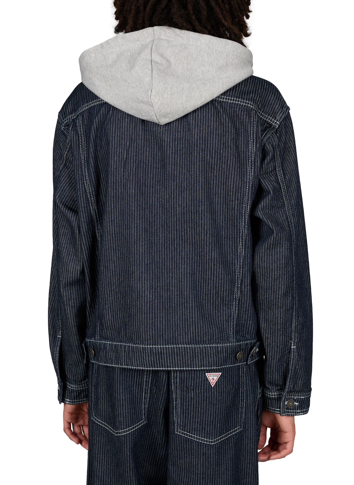 Veste à rayures avec capuche contrastante en coton GUESS Bleu