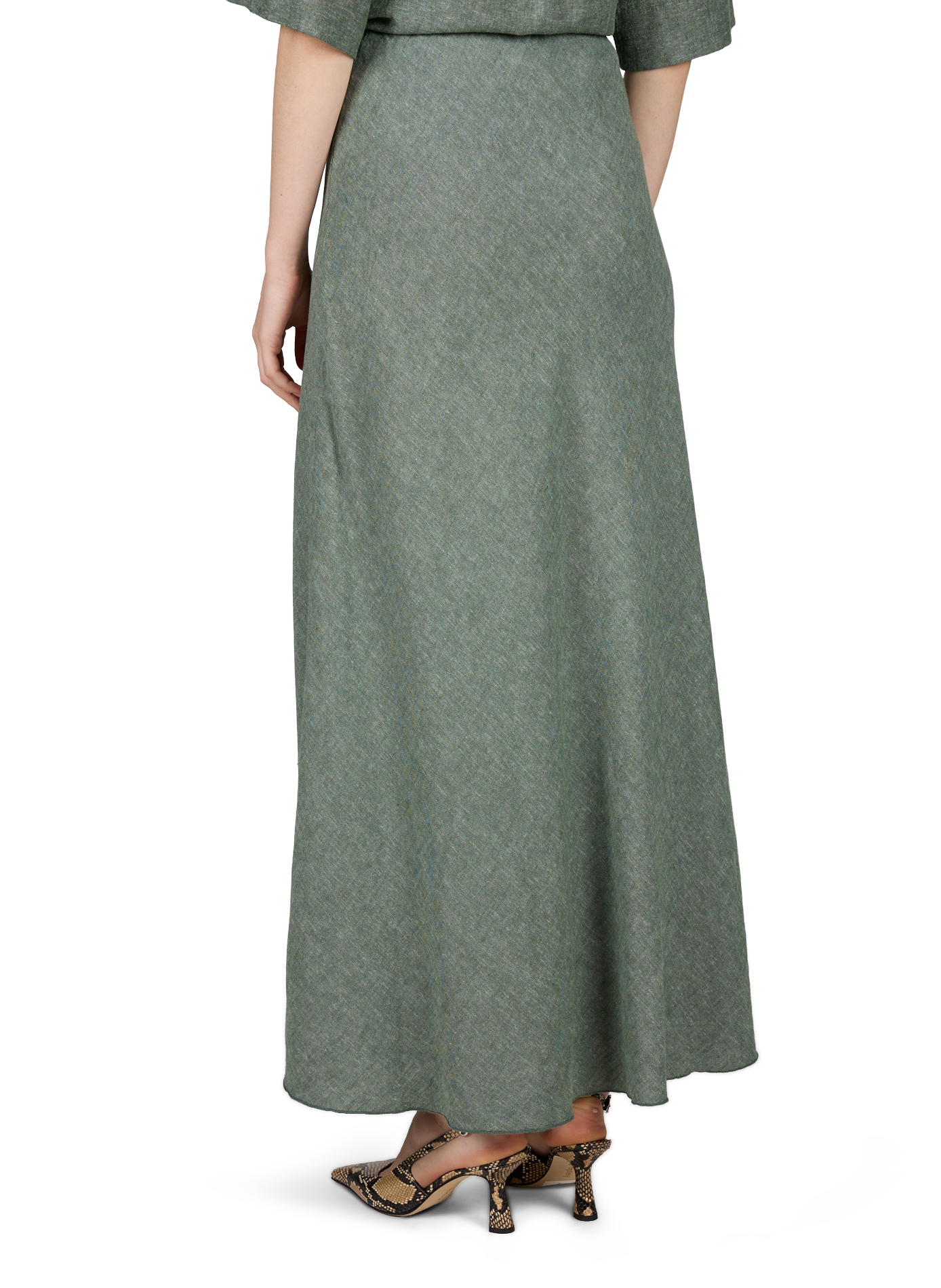 Long skirt Viana Ginia in mixed linen MSCH Green