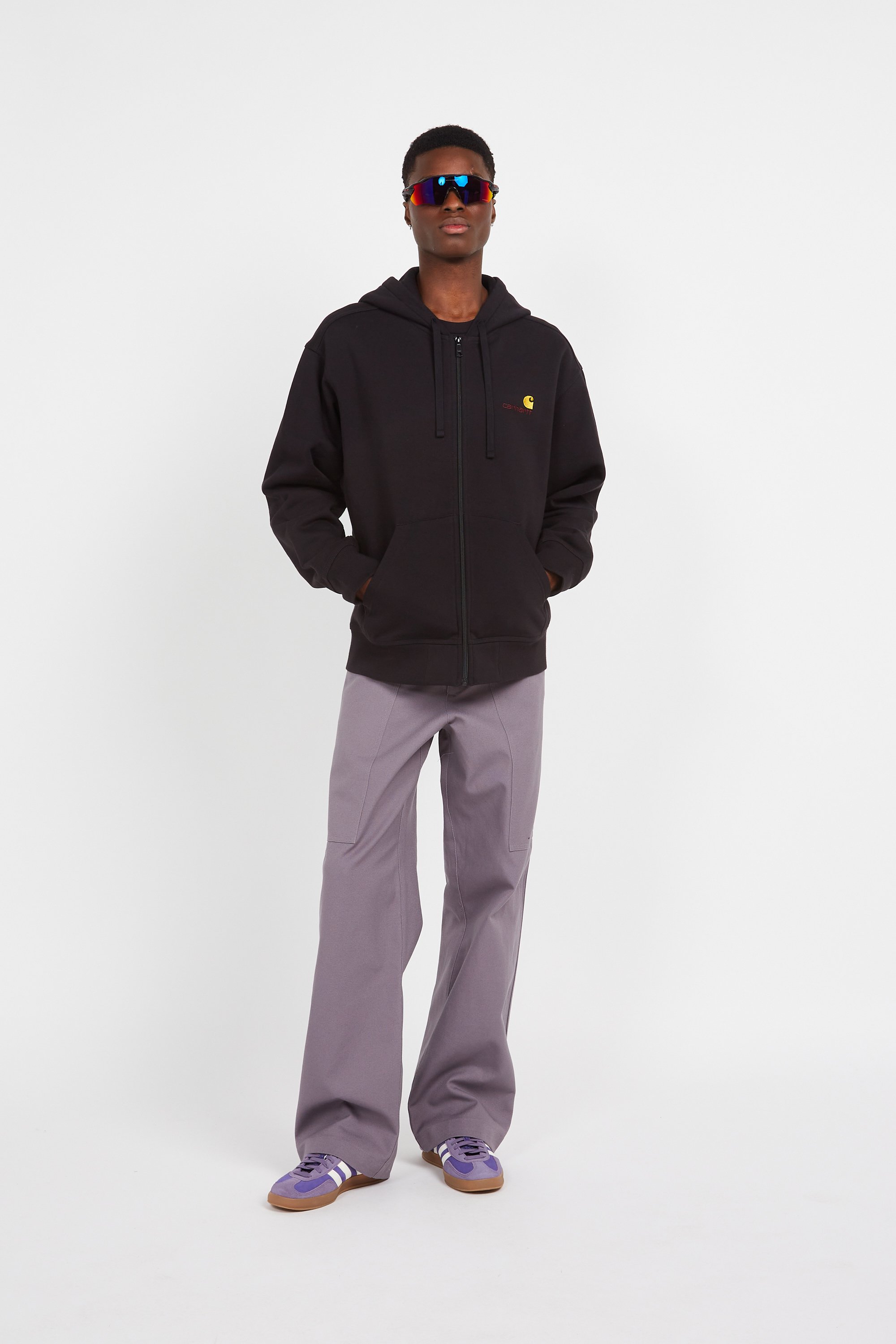 Sweatshirt zippé hooded american script CARHARTT WIP Noir