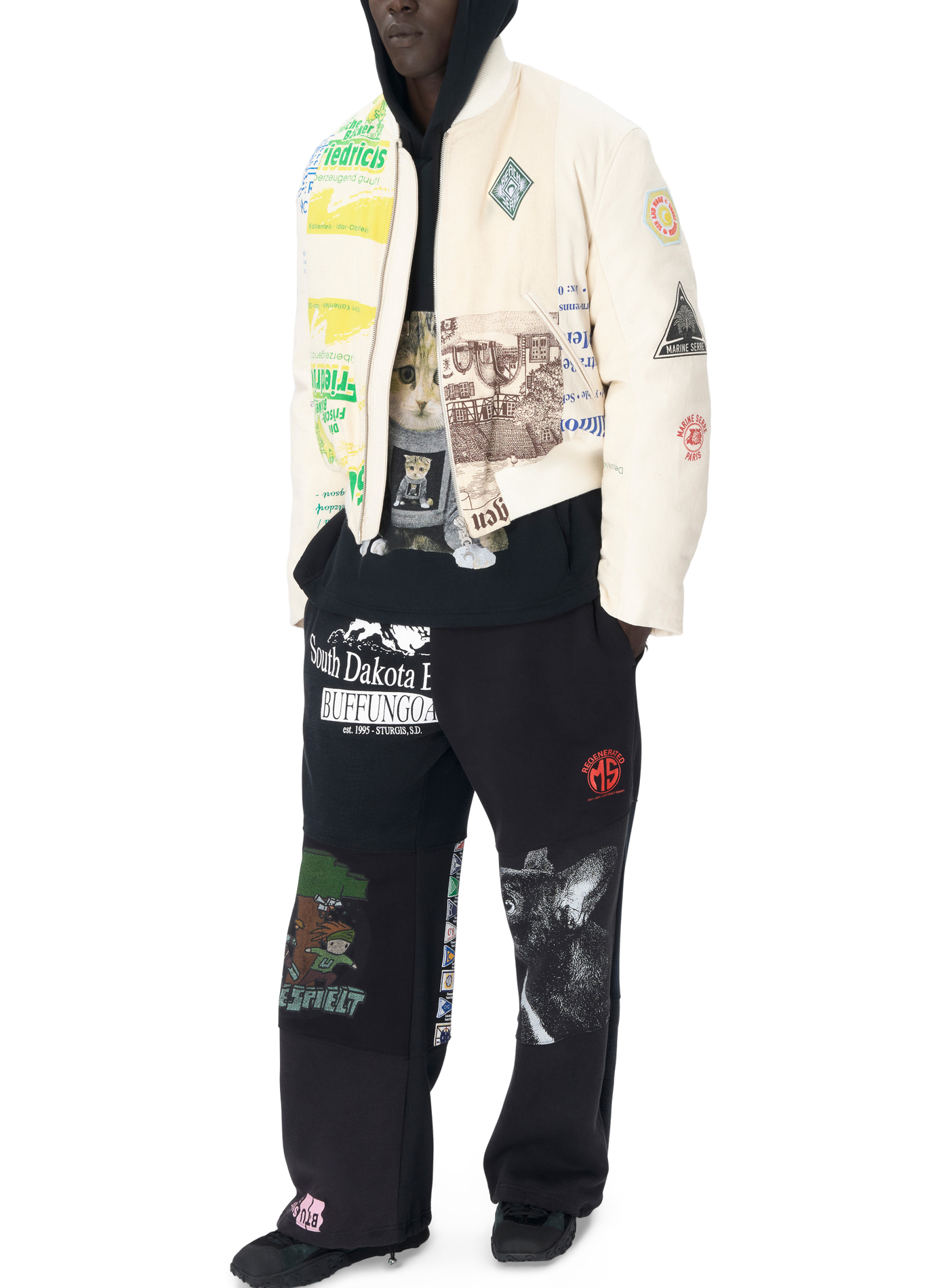 Veste bomber fabriqué en tote bags upcyclé unisexe MARINE SERRE Blanc