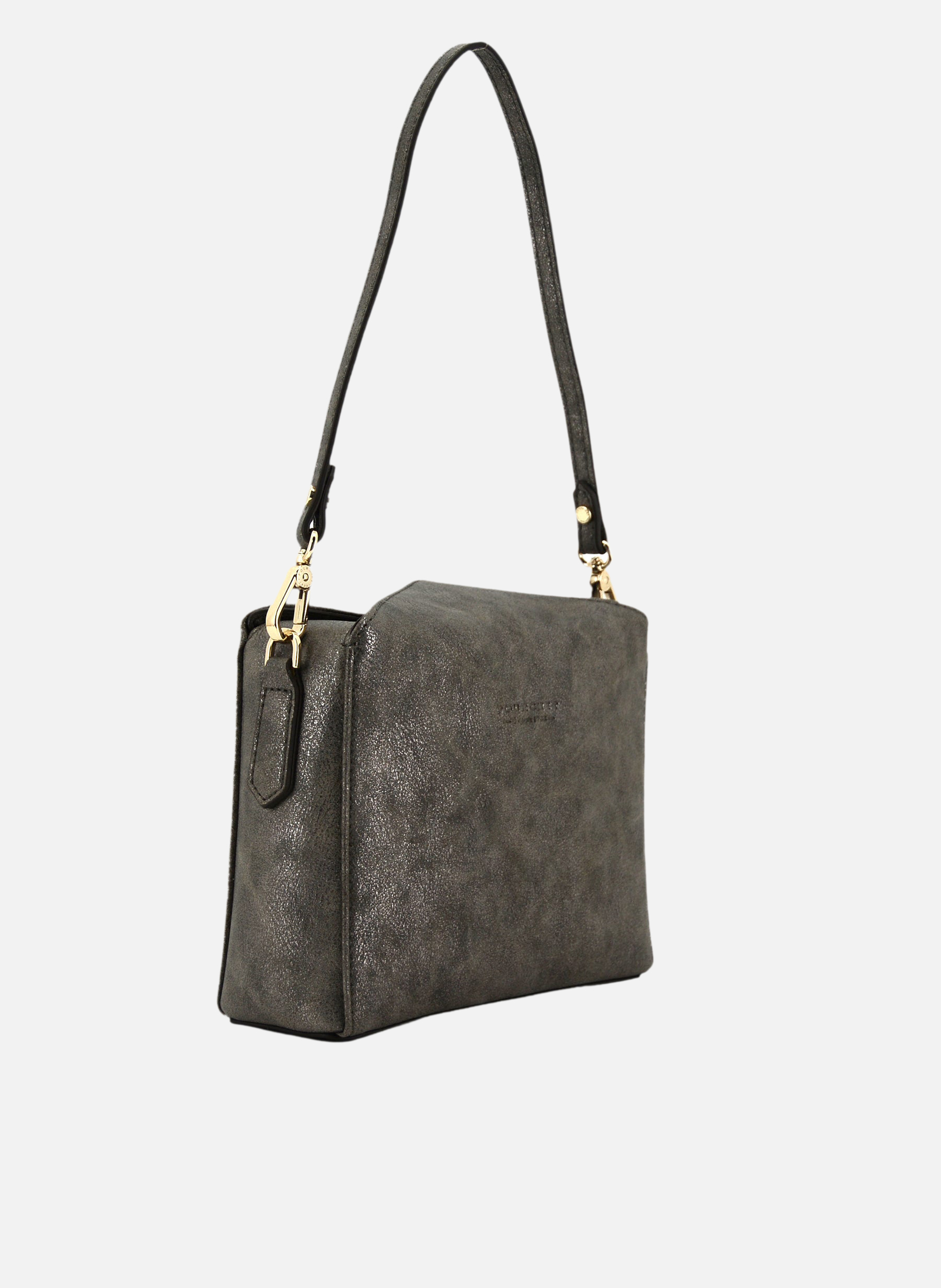 Cassetta vernis | sac porté épaule en cuir de vachette | Gris POURCHET Femme