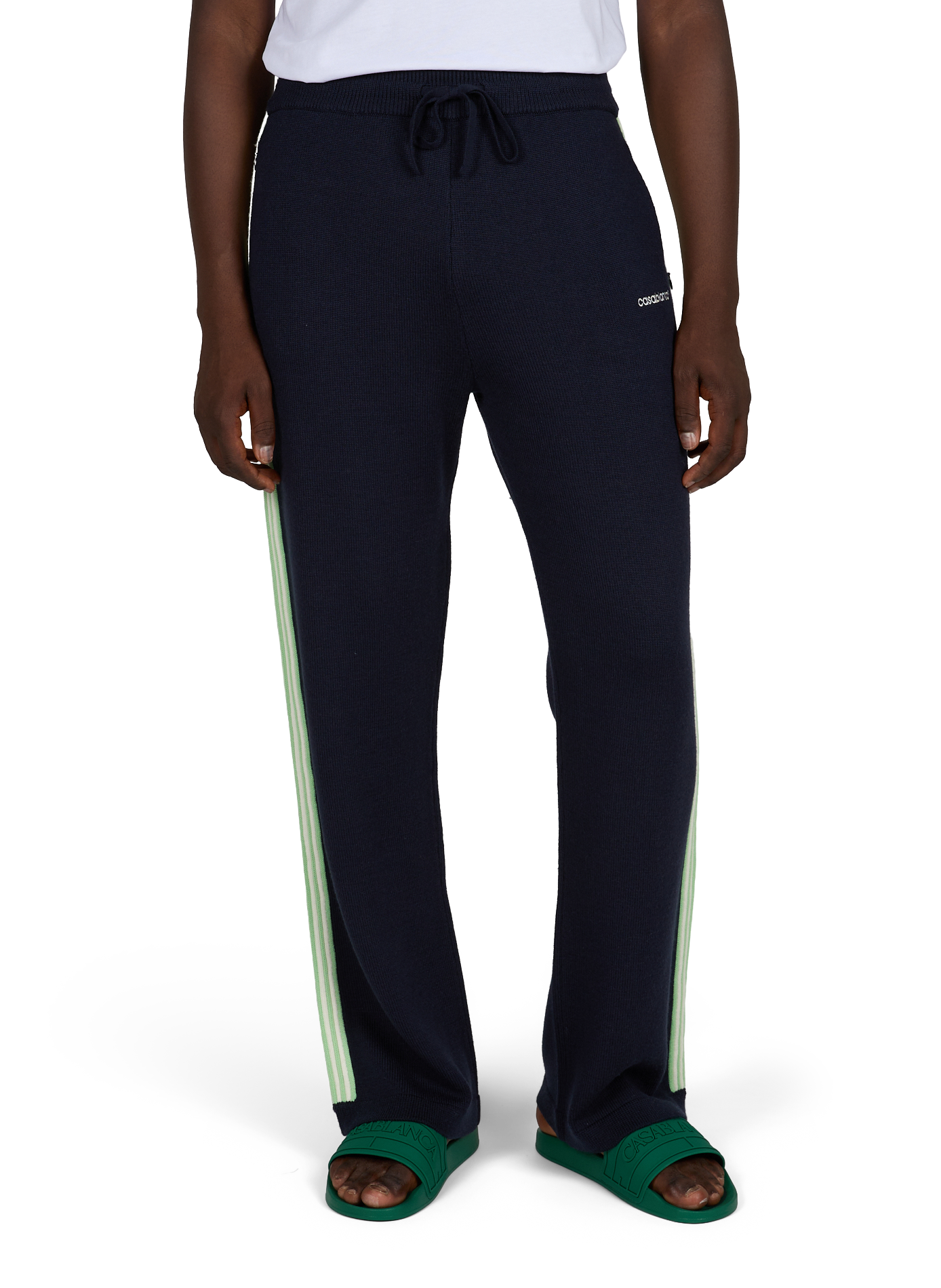 Merino wool embroidered logo trousers CASABLANCA PARIS Blue