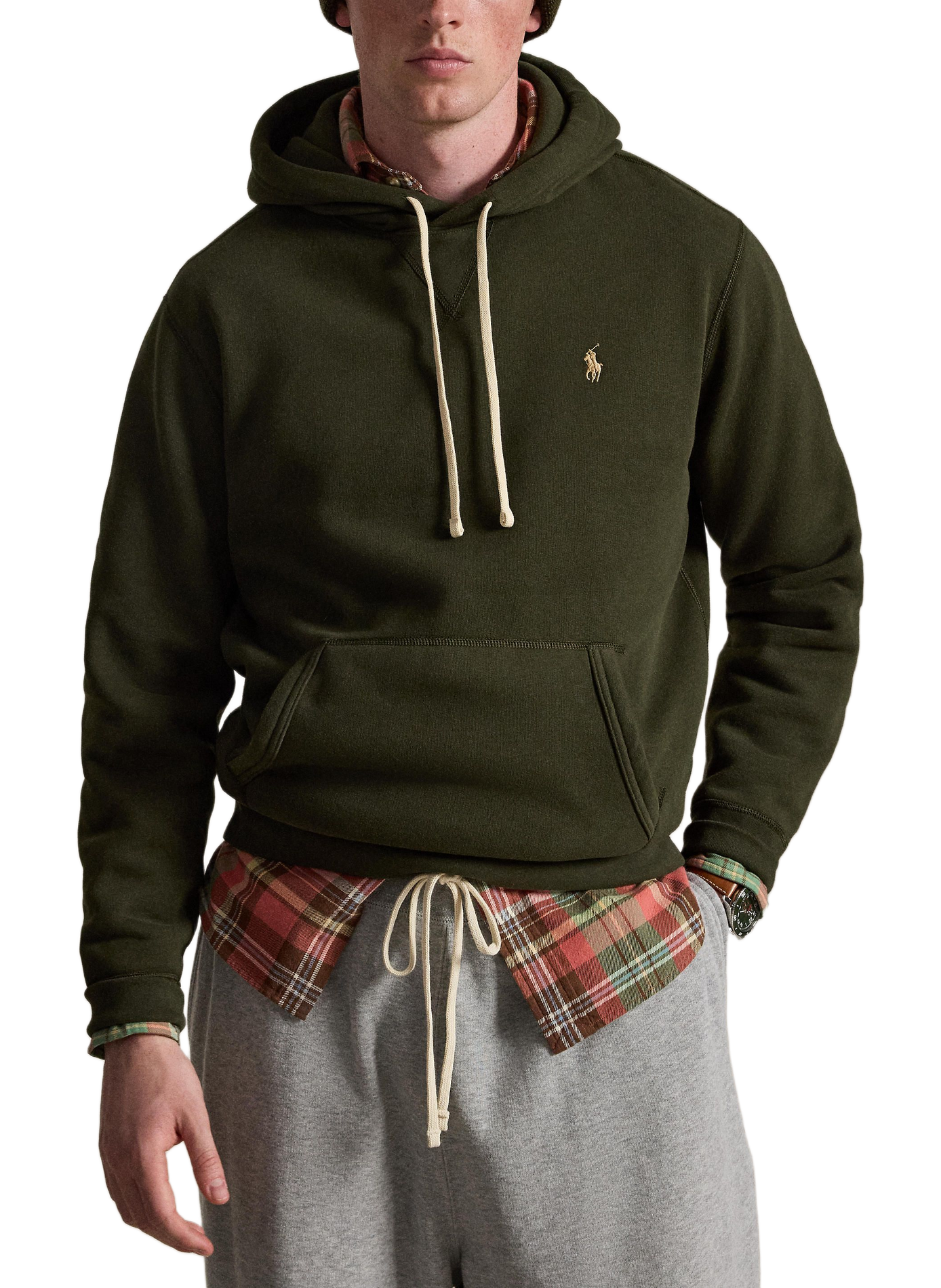 Sweat droit à capuche en coton mélangé POLO RALPH LAUREN Vert