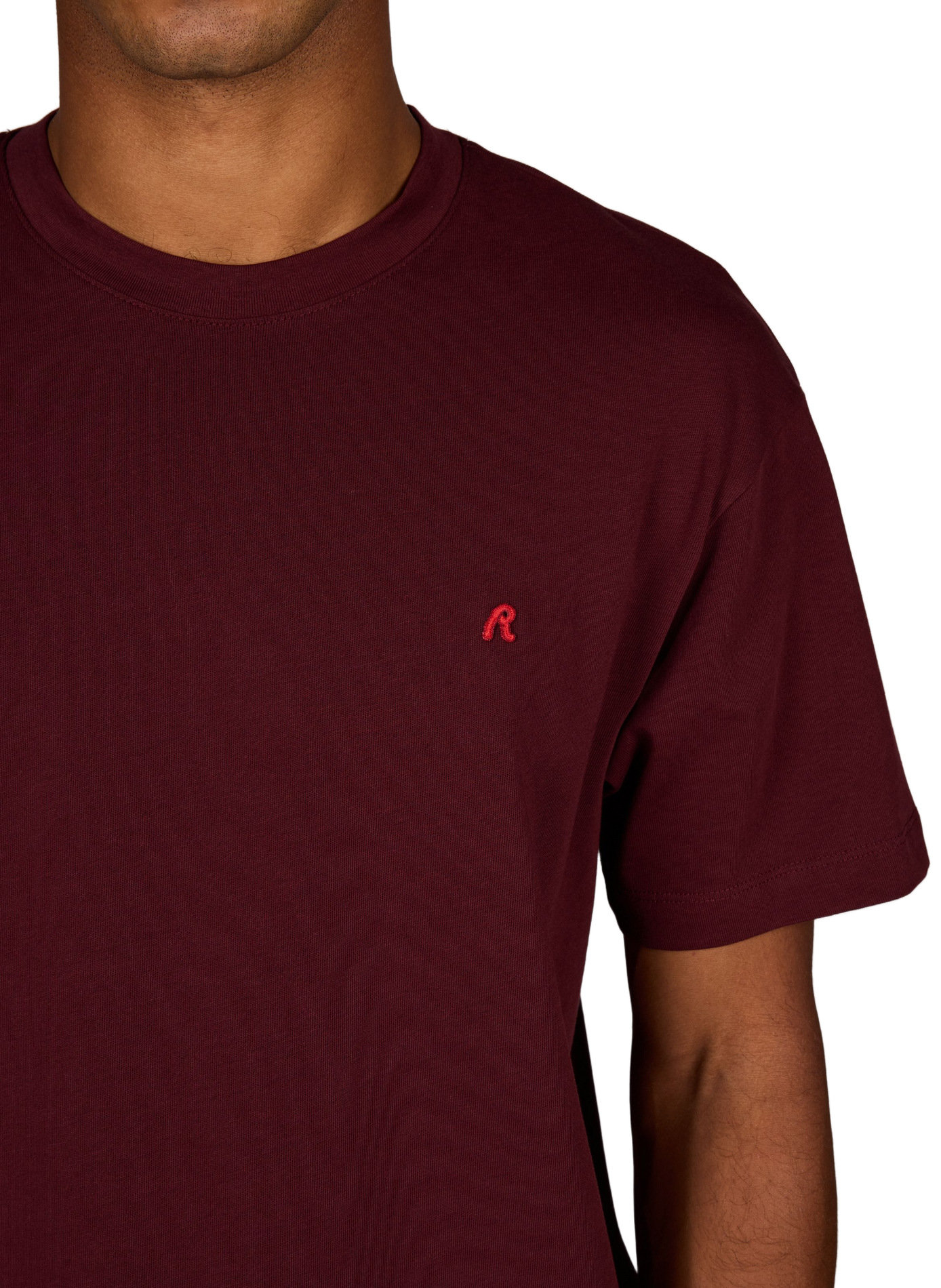 Effen T-shirt met geborduurd logo van katoen. REPLAY Rood