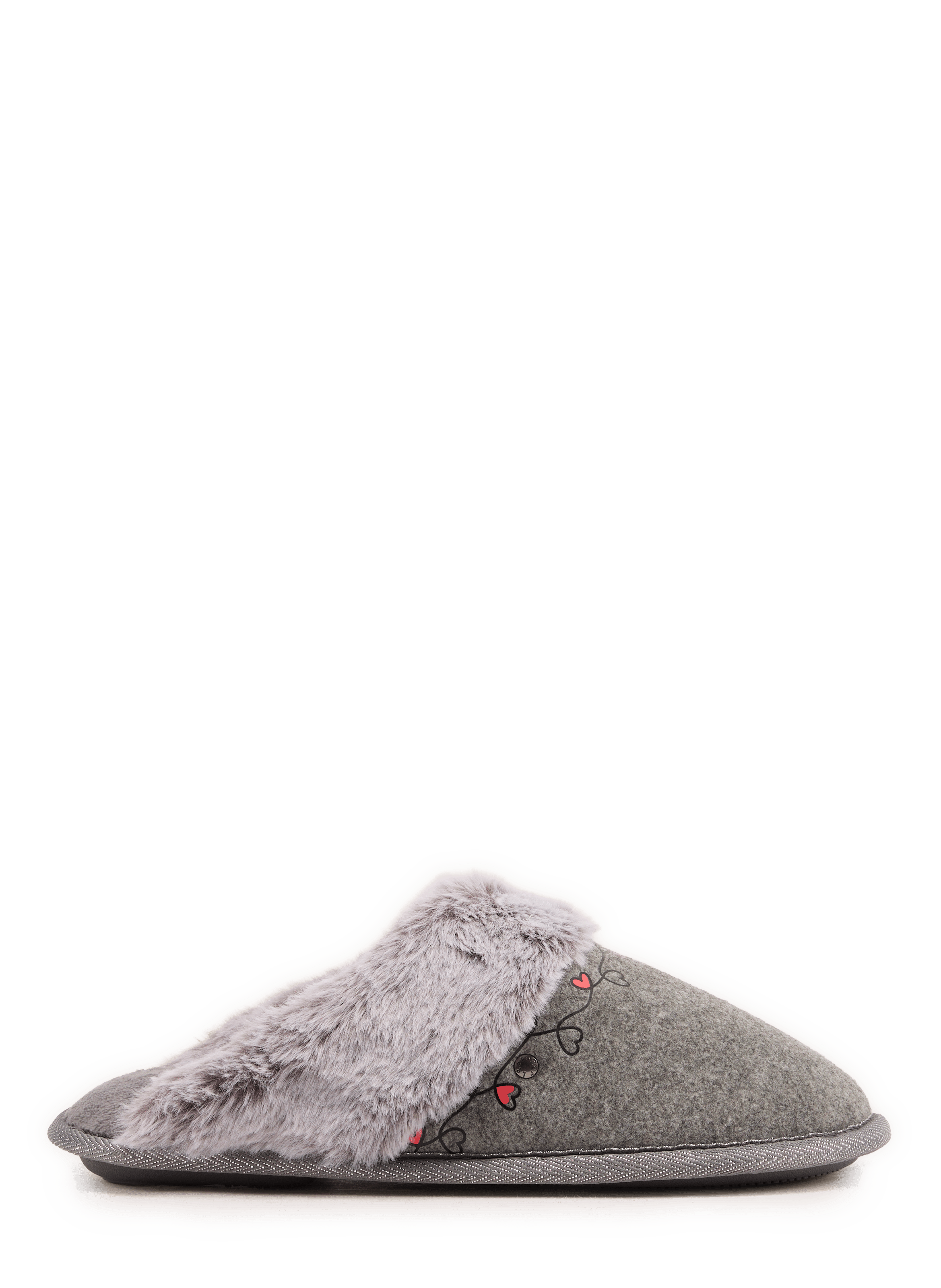 Flat faux fur slippers ISOTONER Grey