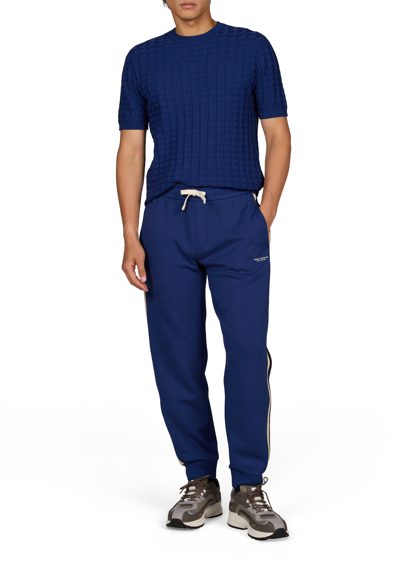 Straight fit short-sleeve patterned top ARMANI EXCHANGE Blue